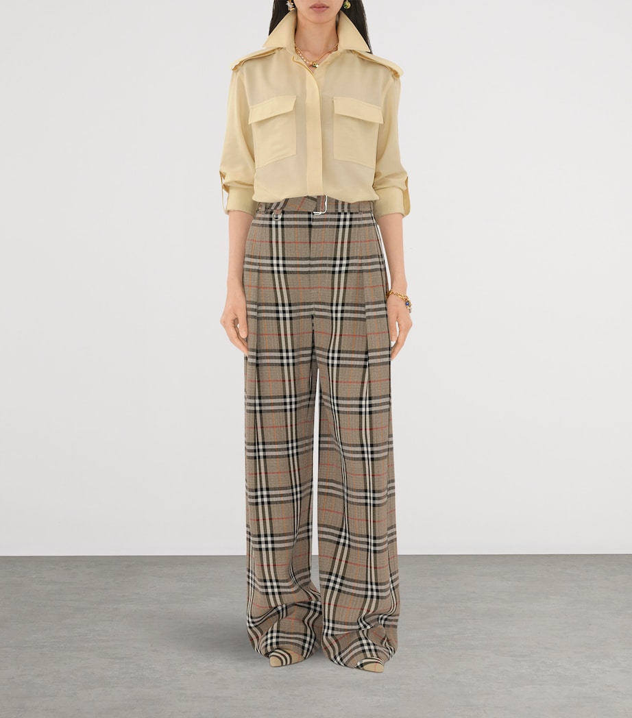 Check Belted Wide-Leg Trousers LIMESTONE IP CHECK Image 2