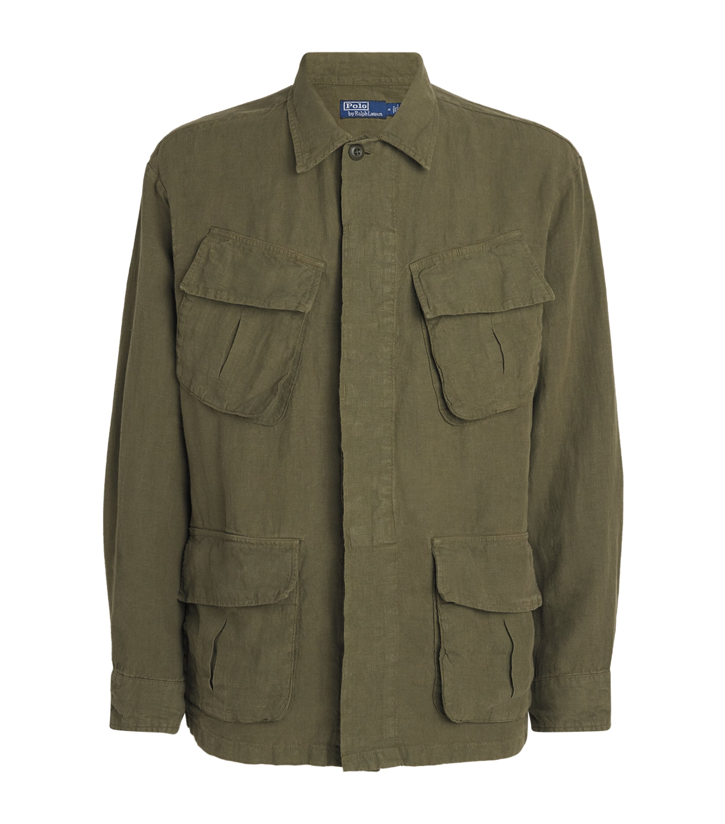 Polo Ralph Lauren Mens Linen Utility Overshirt New Olive Image 1