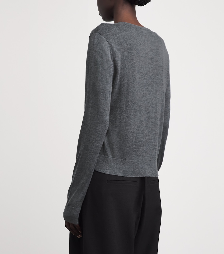 Almada Label Womens Wool-Silk-Cashmere Hayla Cardigan Grey Image 5