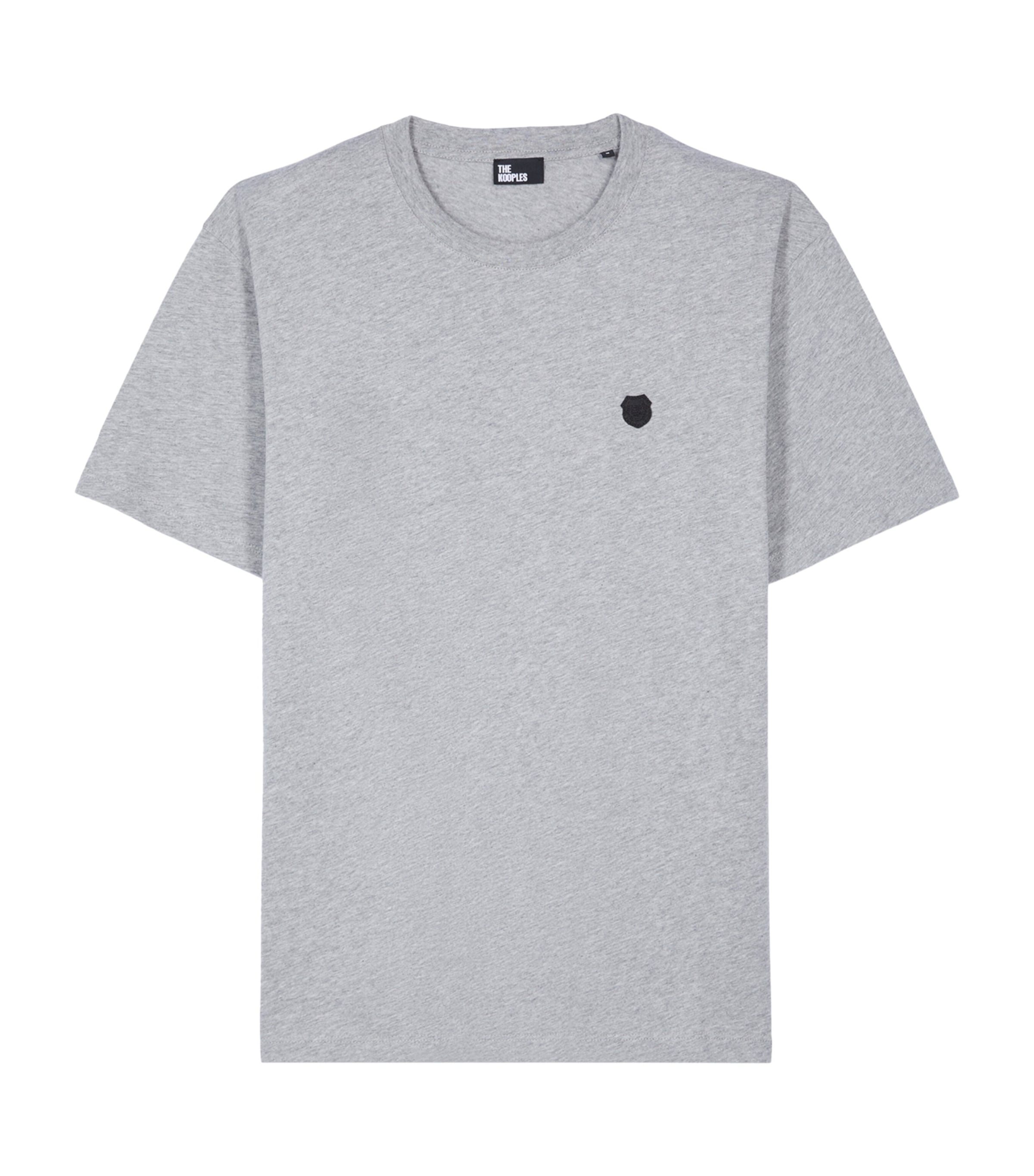 Shop The Kooples Cotton Blazon T-shirt In Grey