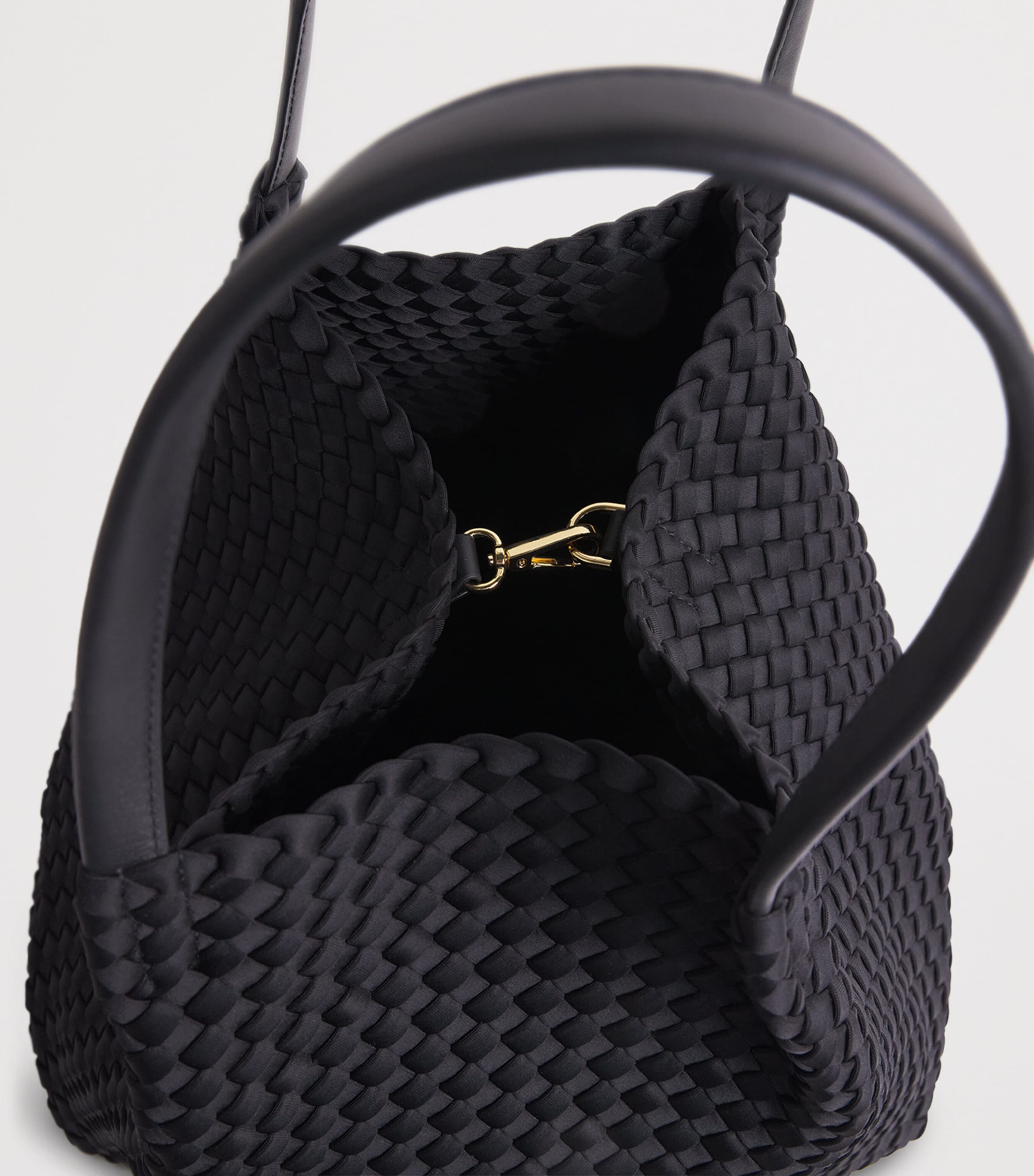 Harrods Neoprene Woven East-West Tote Bag Black Image 6