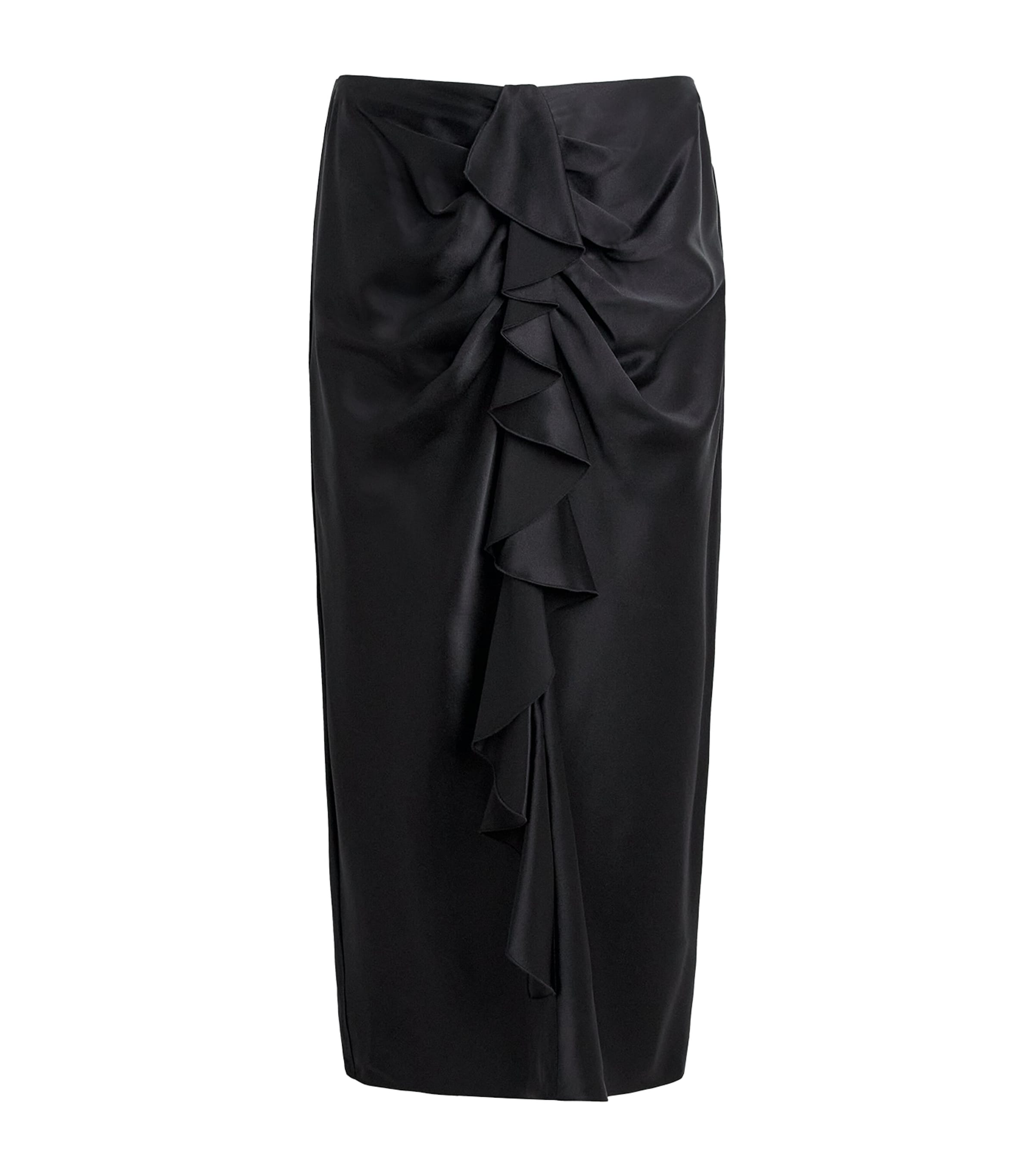 Cinq A Sept Womens Silk Cynthia Midi Skirt Black Image 1