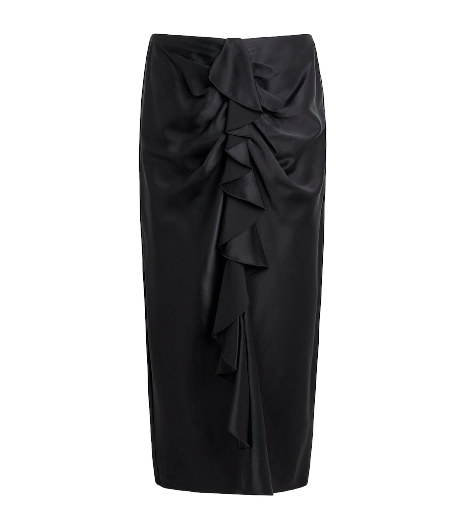 Cinq A Sept Womens Silk Cynthia Midi Skirt Black Image 1