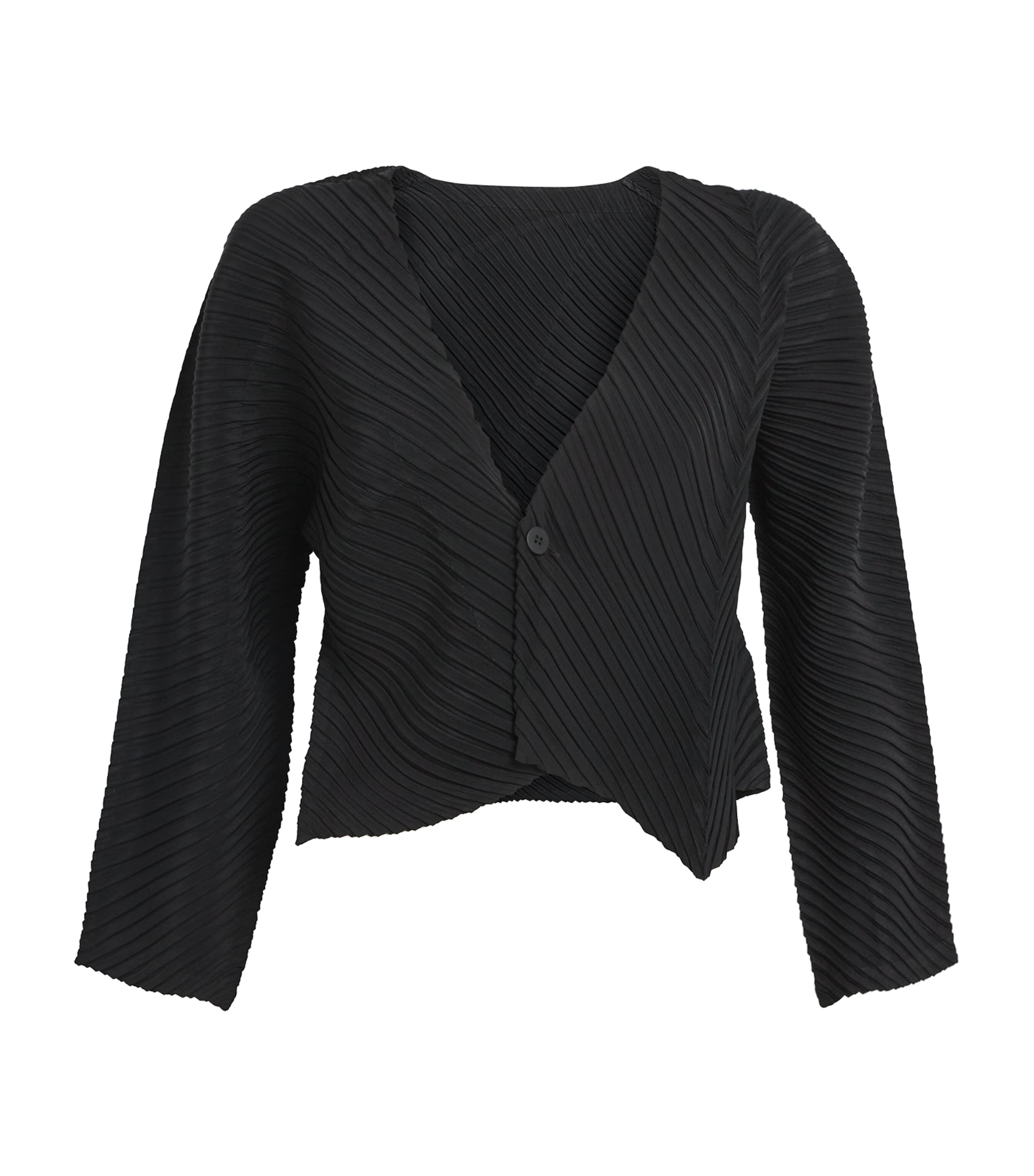Issey Miyake Womens Plaster Pleats Cardigan Black Image 1