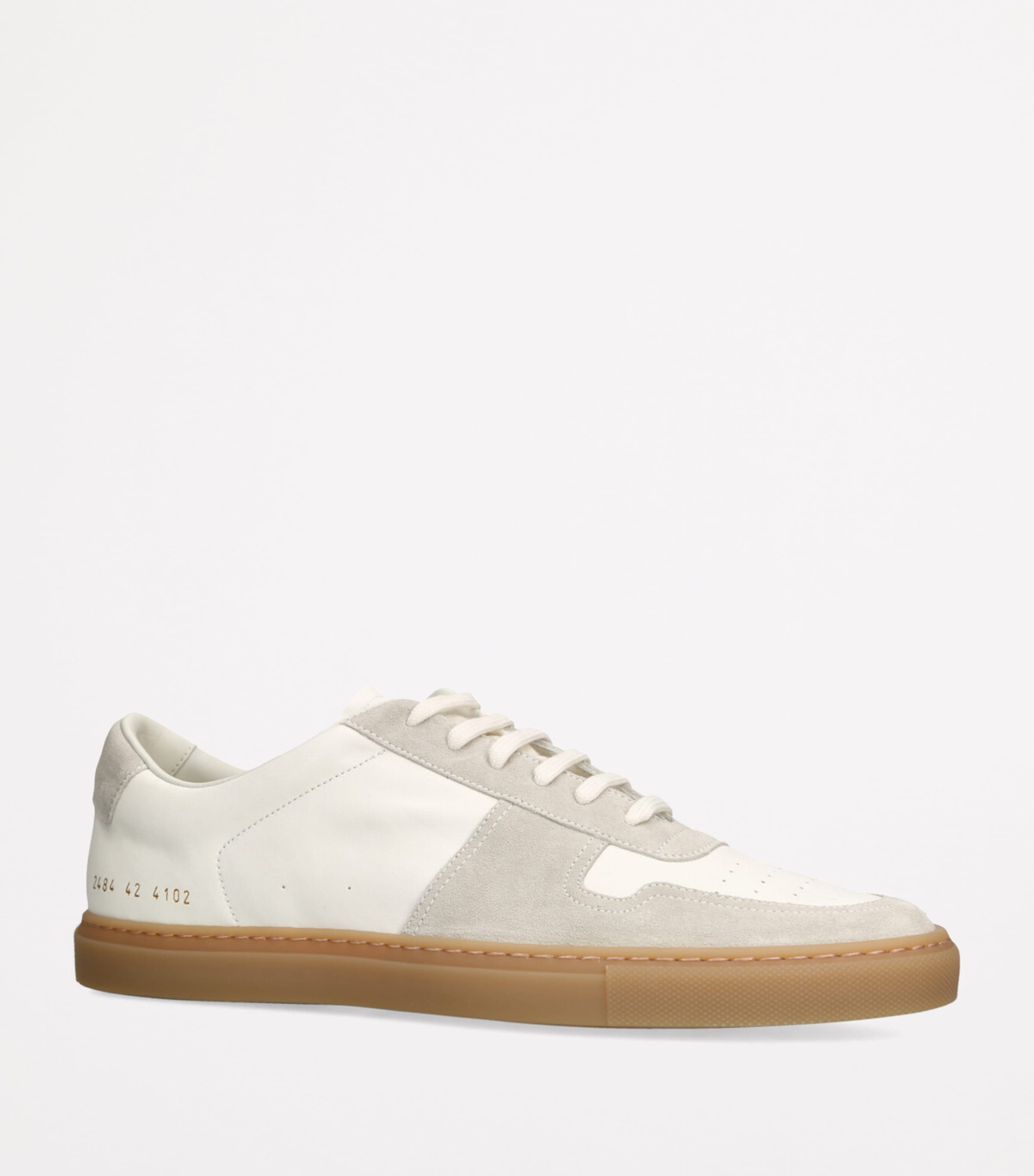 Leather and Suede BBall Sneakers WHITE Image 3