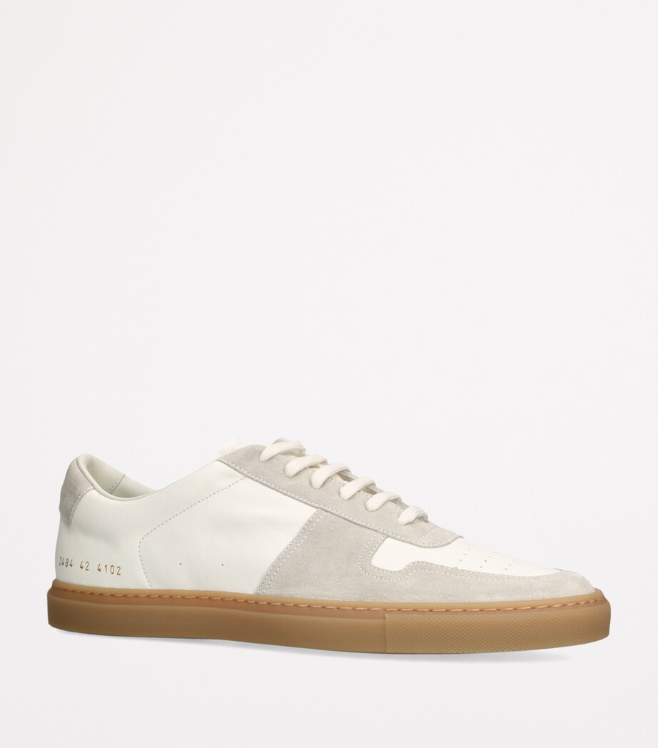 Leather and Suede BBall Sneakers WHITE Image 3
