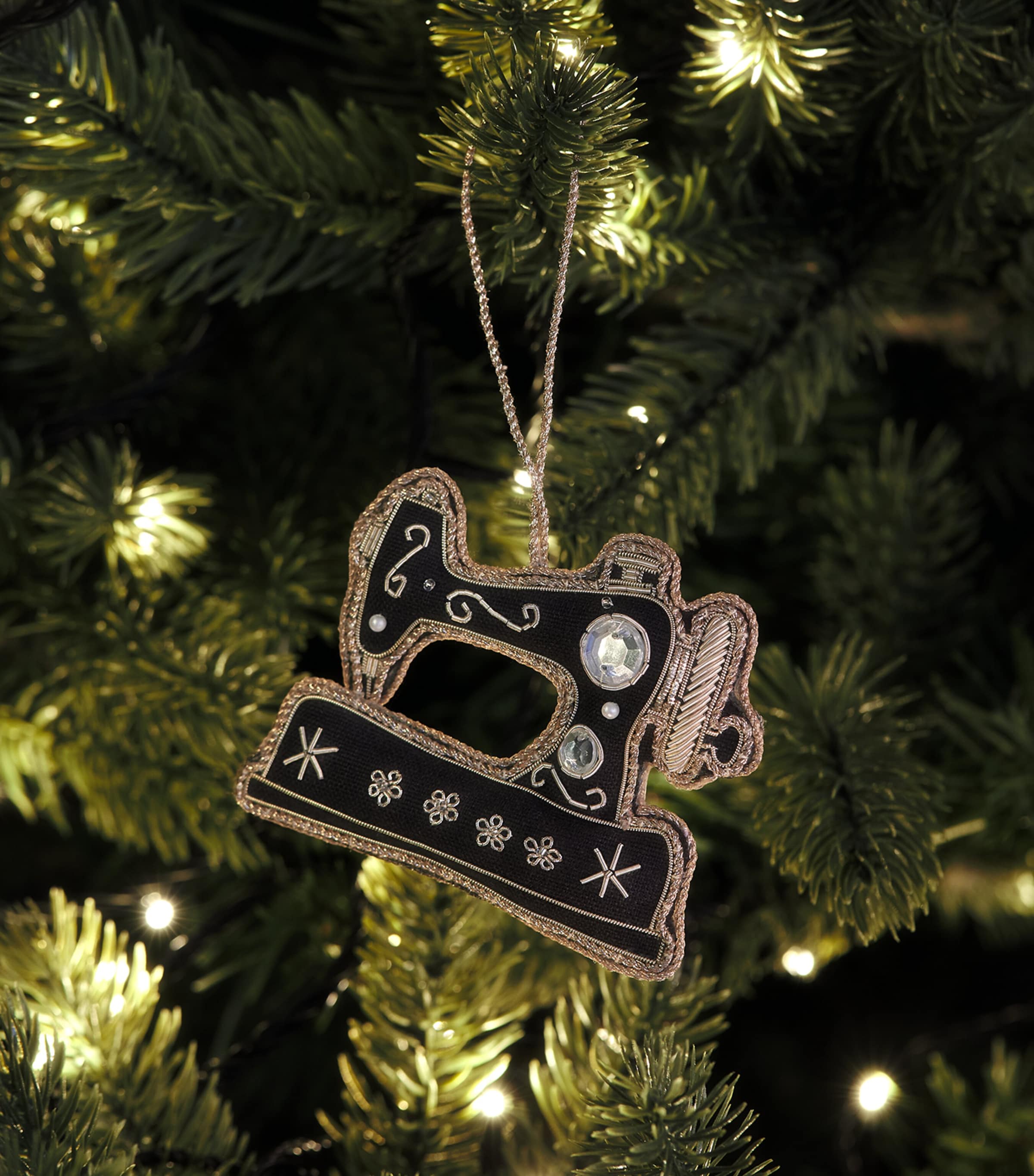 Katie Larmour Vintage Sewing Machine Tree Decoration Black Image 3