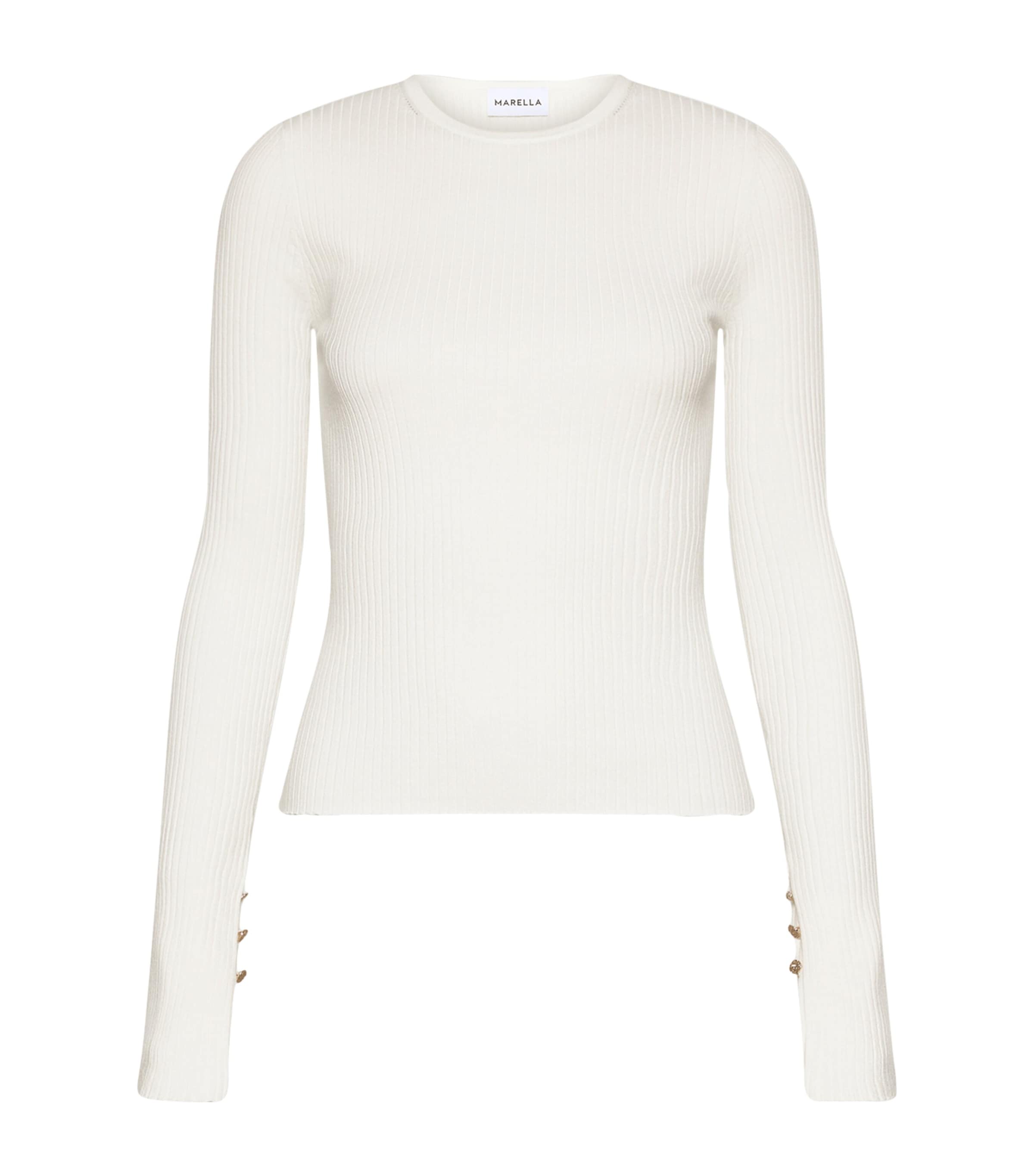 Marella Womens Slim Rib Sweater White Image 1
