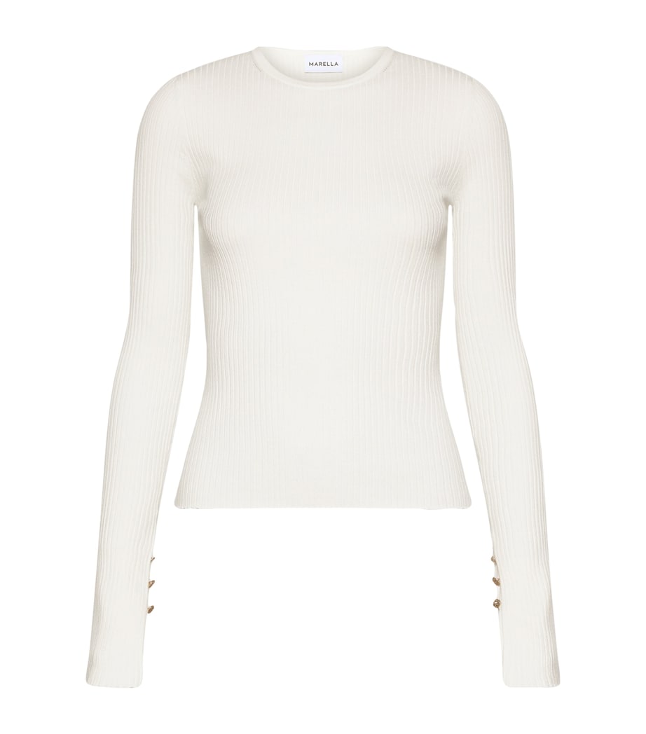 Marella Womens Slim Rib Sweater White Image 1