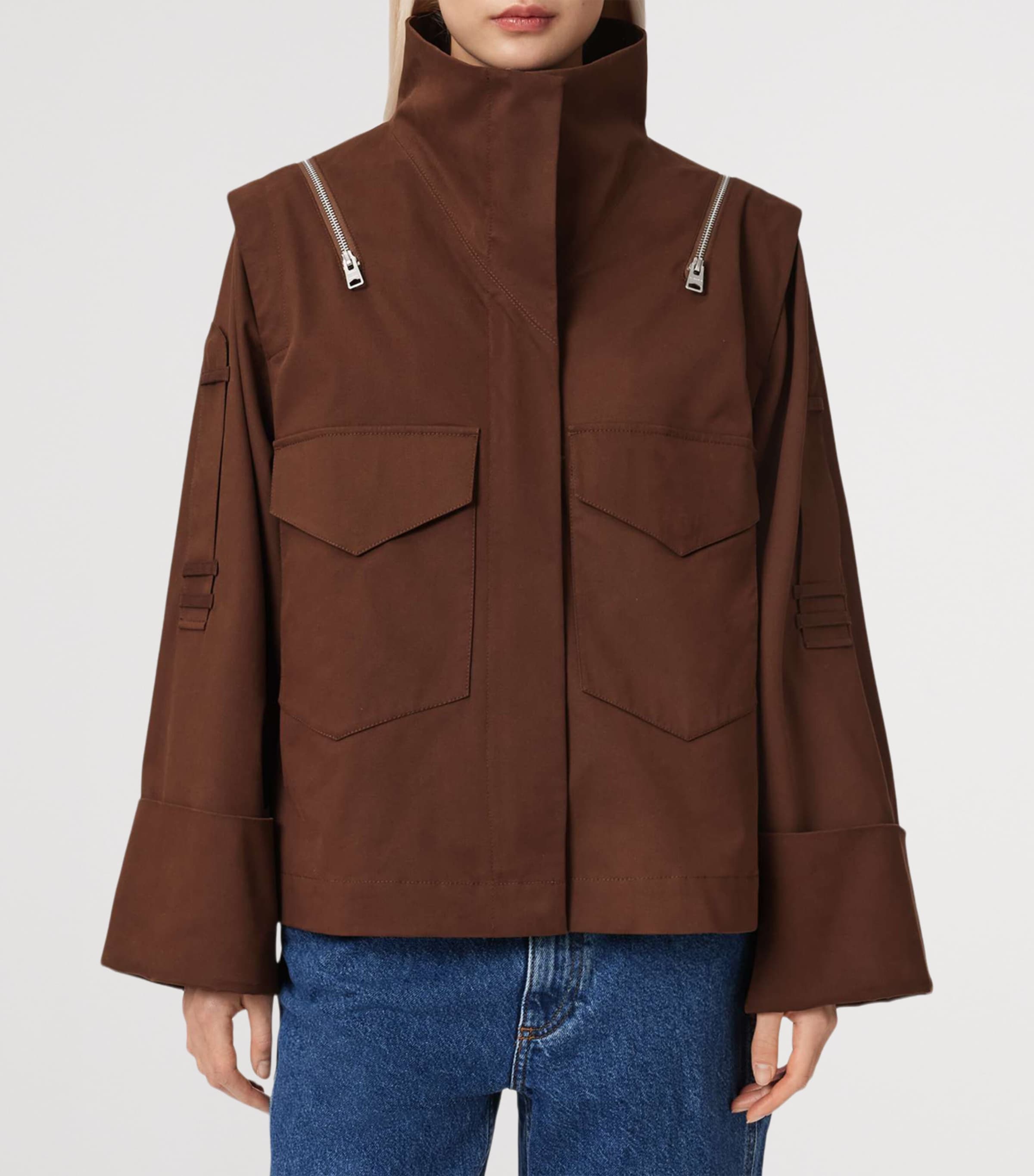AllSaints Womens Cotton Leighton Utility Jacket Penny Brown Image 3