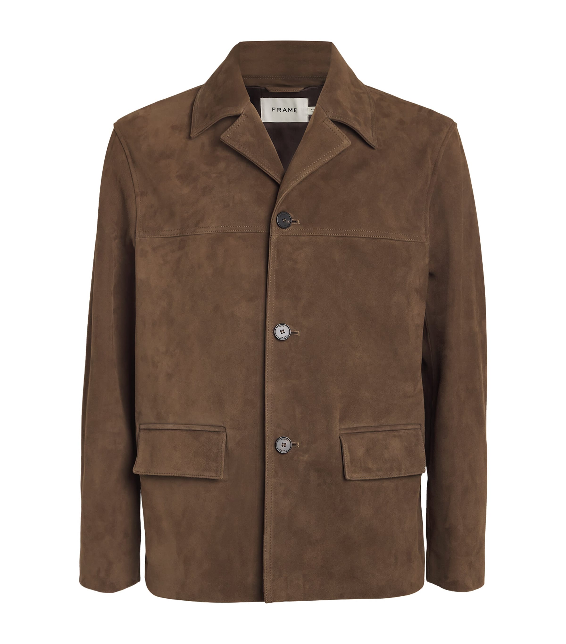 Suede Button-Up Jacket DARK CAMEL Image 1