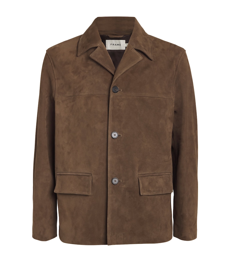 Suede Button-Up Jacket DARK CAMEL Image 1