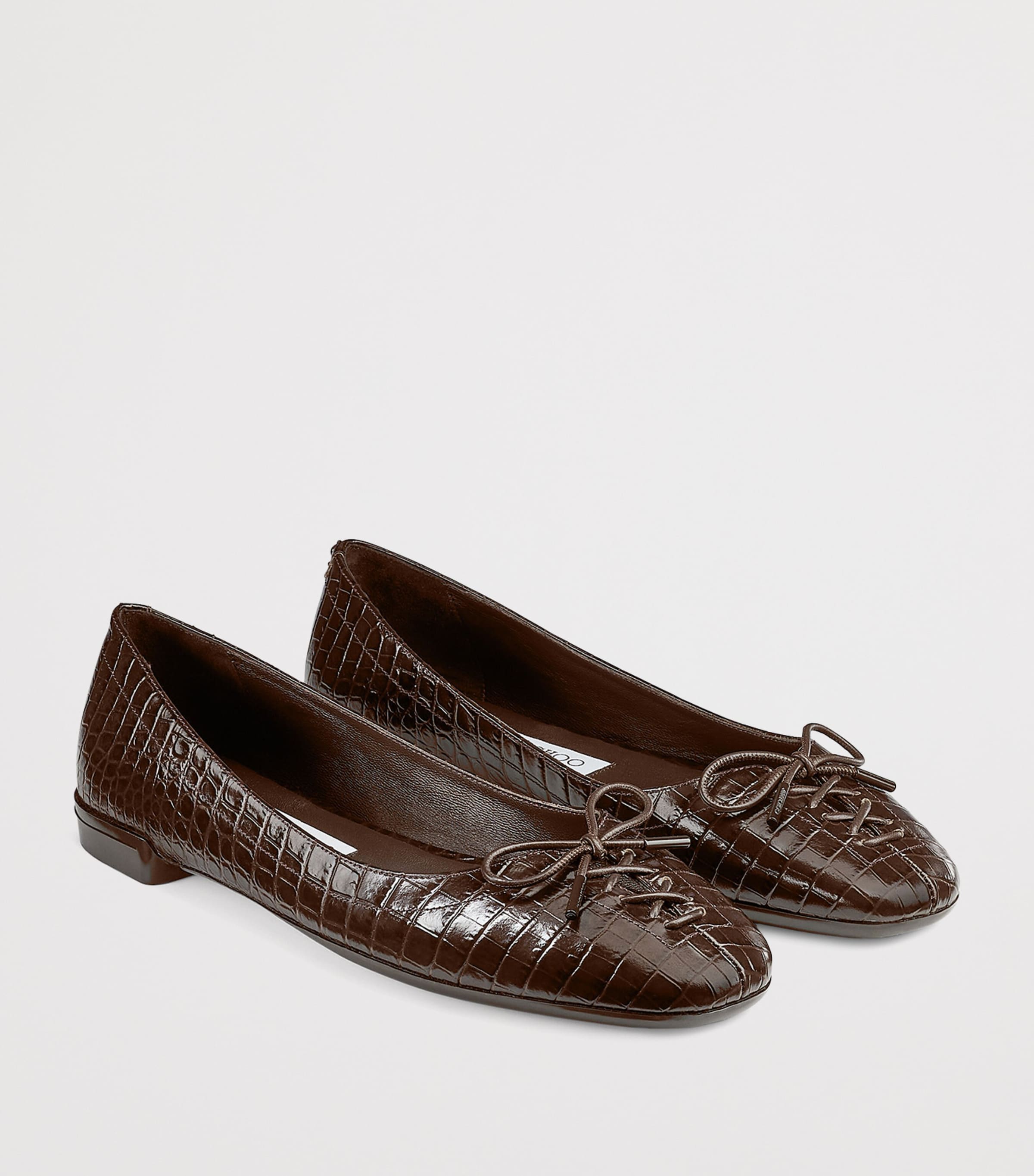 Scarlett  Crocodile Embossed Ballet Flats CHOCOLATE Image 5