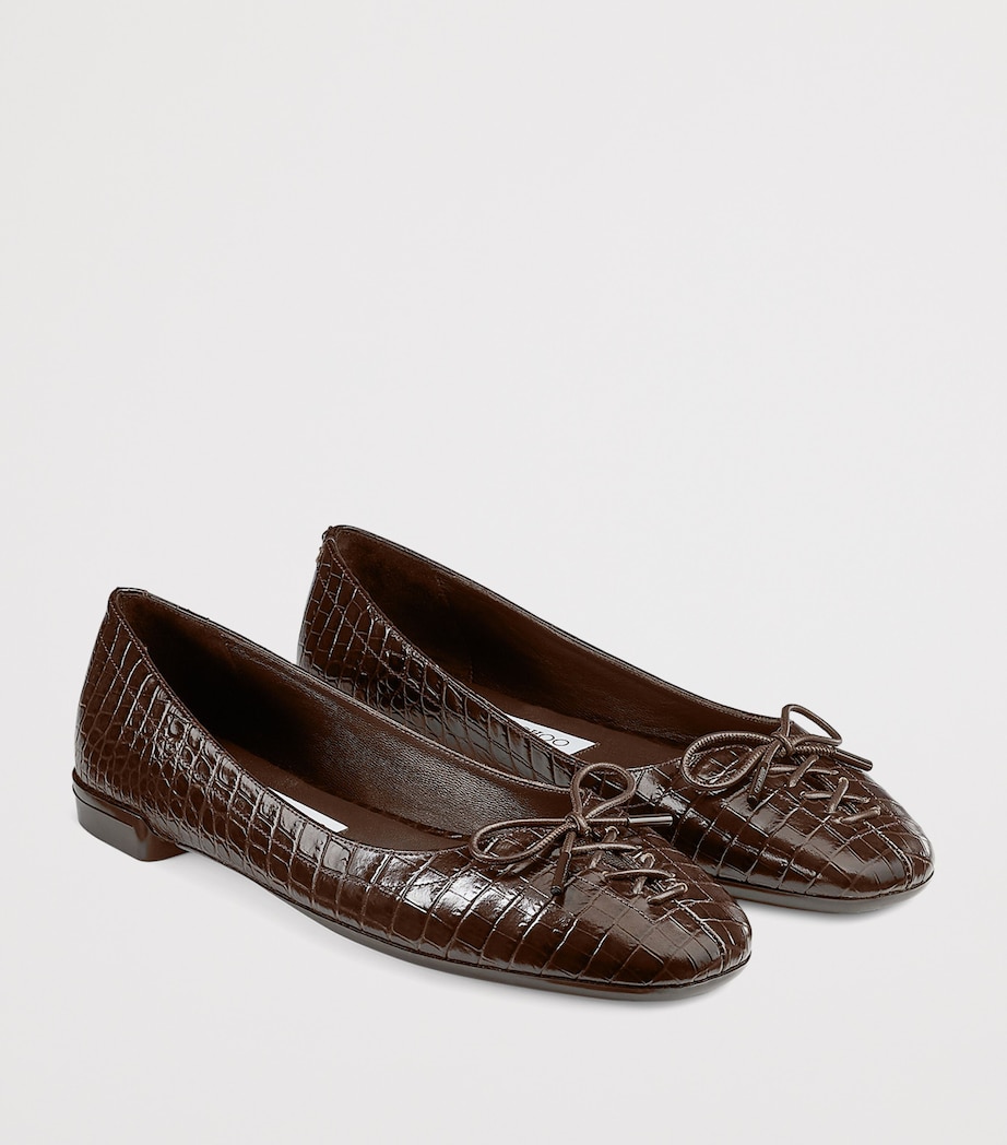 Scarlett Crocodile Embossed Ballet Flats CHOCOLATE Image 5