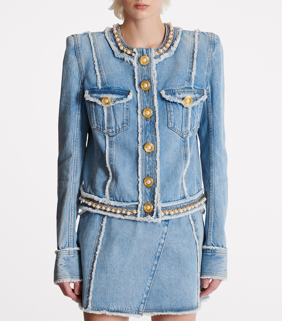 Denim Embellished Jacket SPS BLUE Image 5
