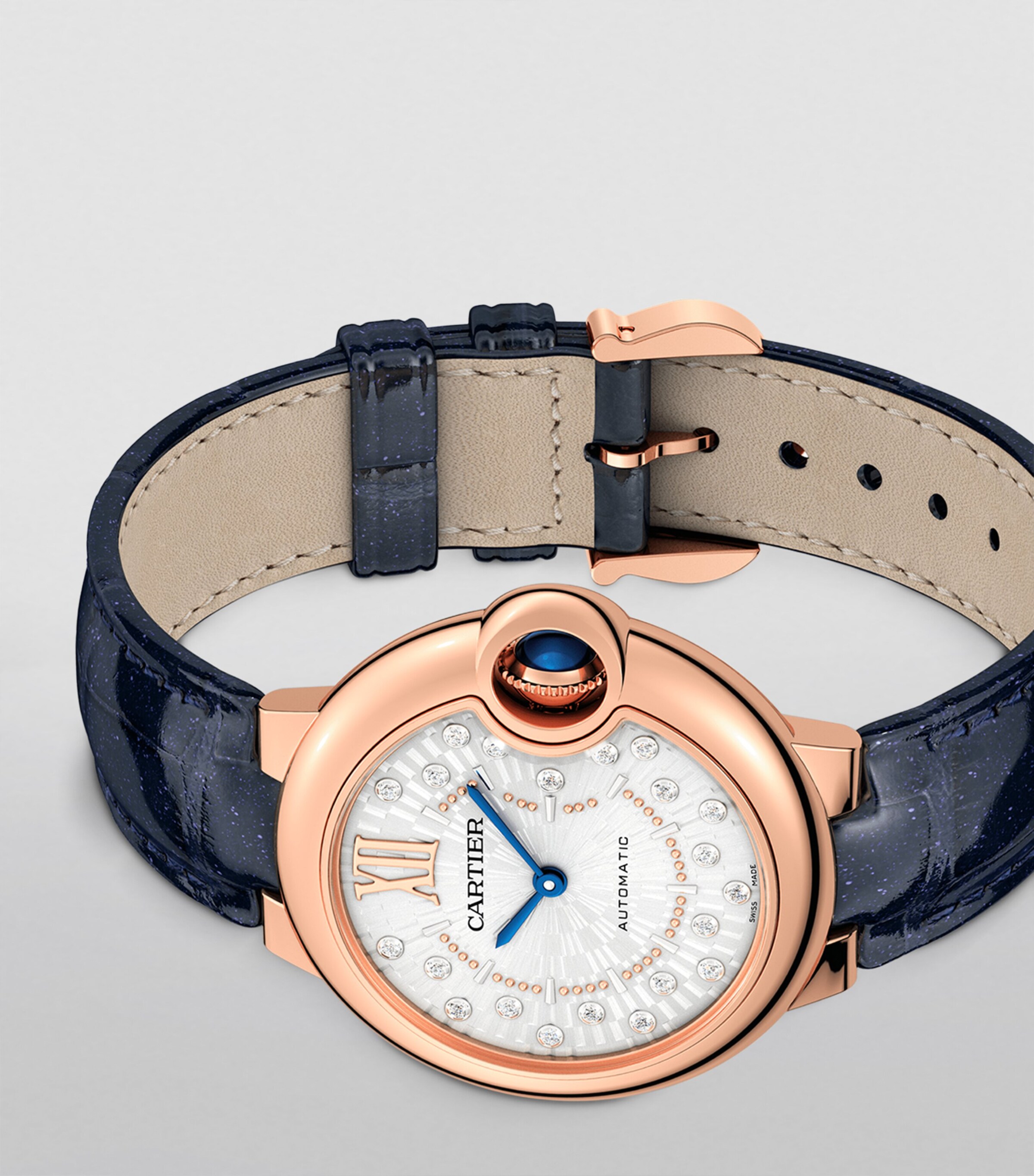 Cartier Rose Gold and Diamond Ballon Bleu de Cartier Watch 33mm Grey Image 5