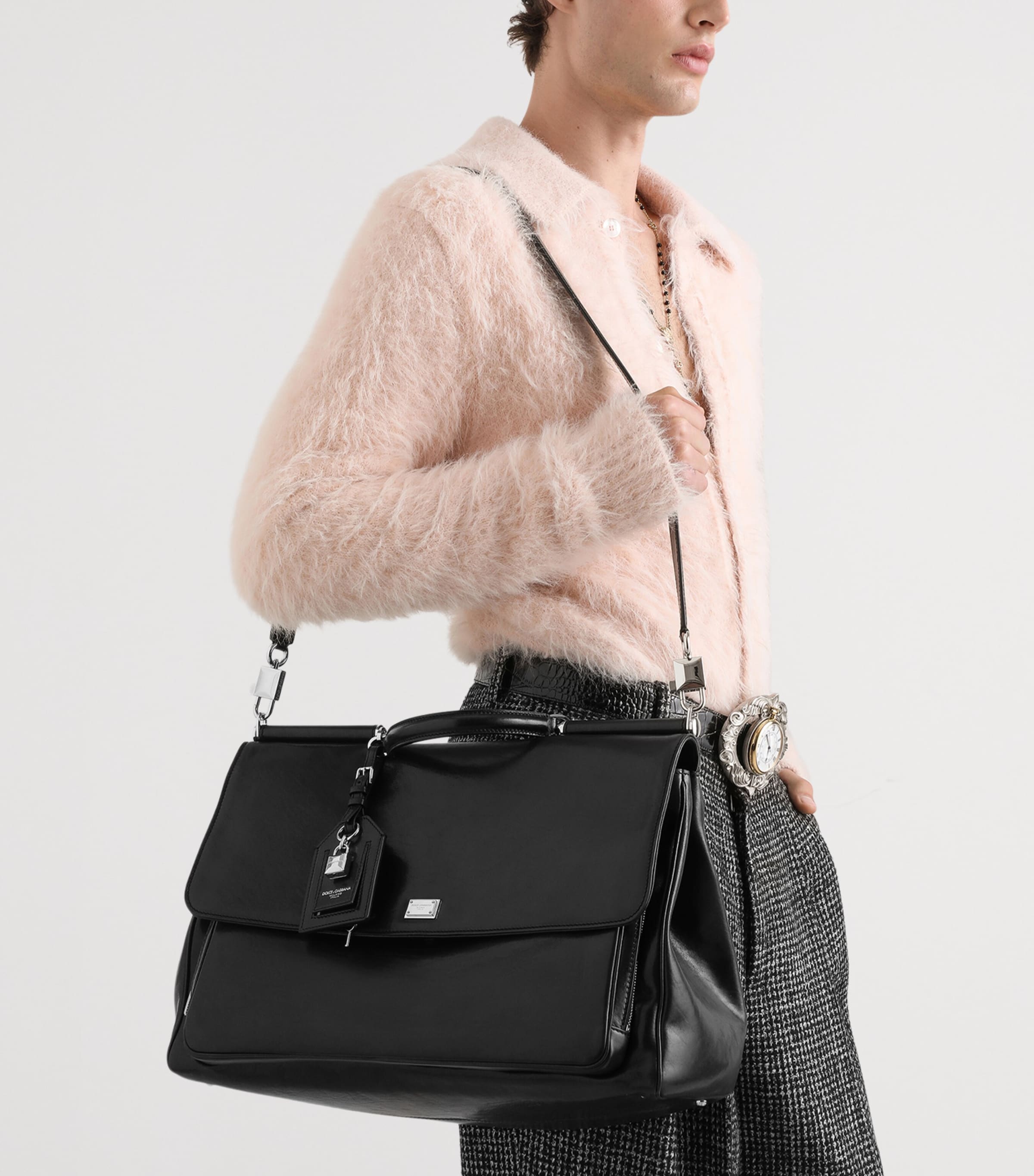 Dolce&Gabbana Leather My Sicily Top-Handle Bag Black Image 8
