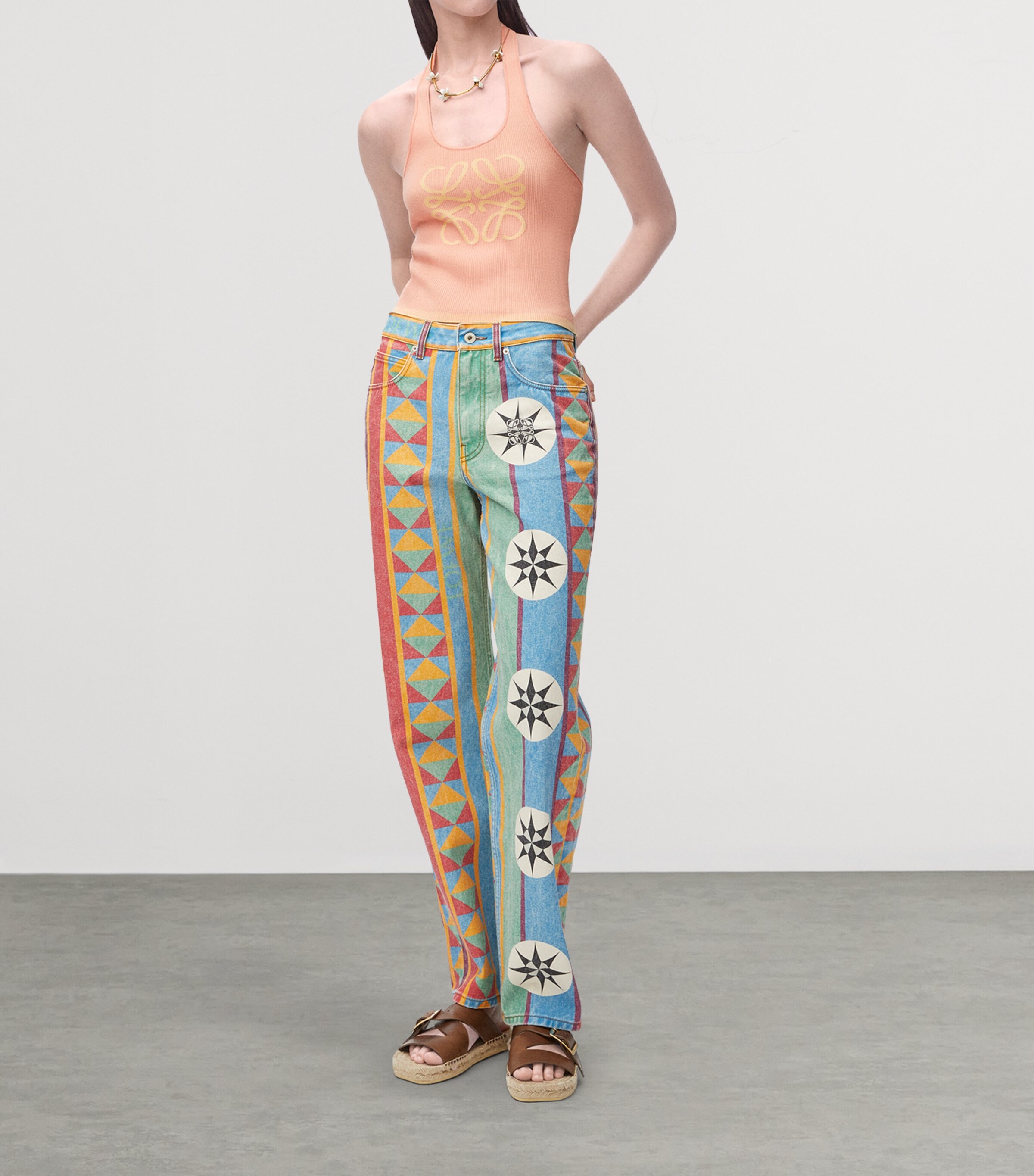 x Paula's Ibiza Anagram Tank Top PINK/YELLOW Image 2