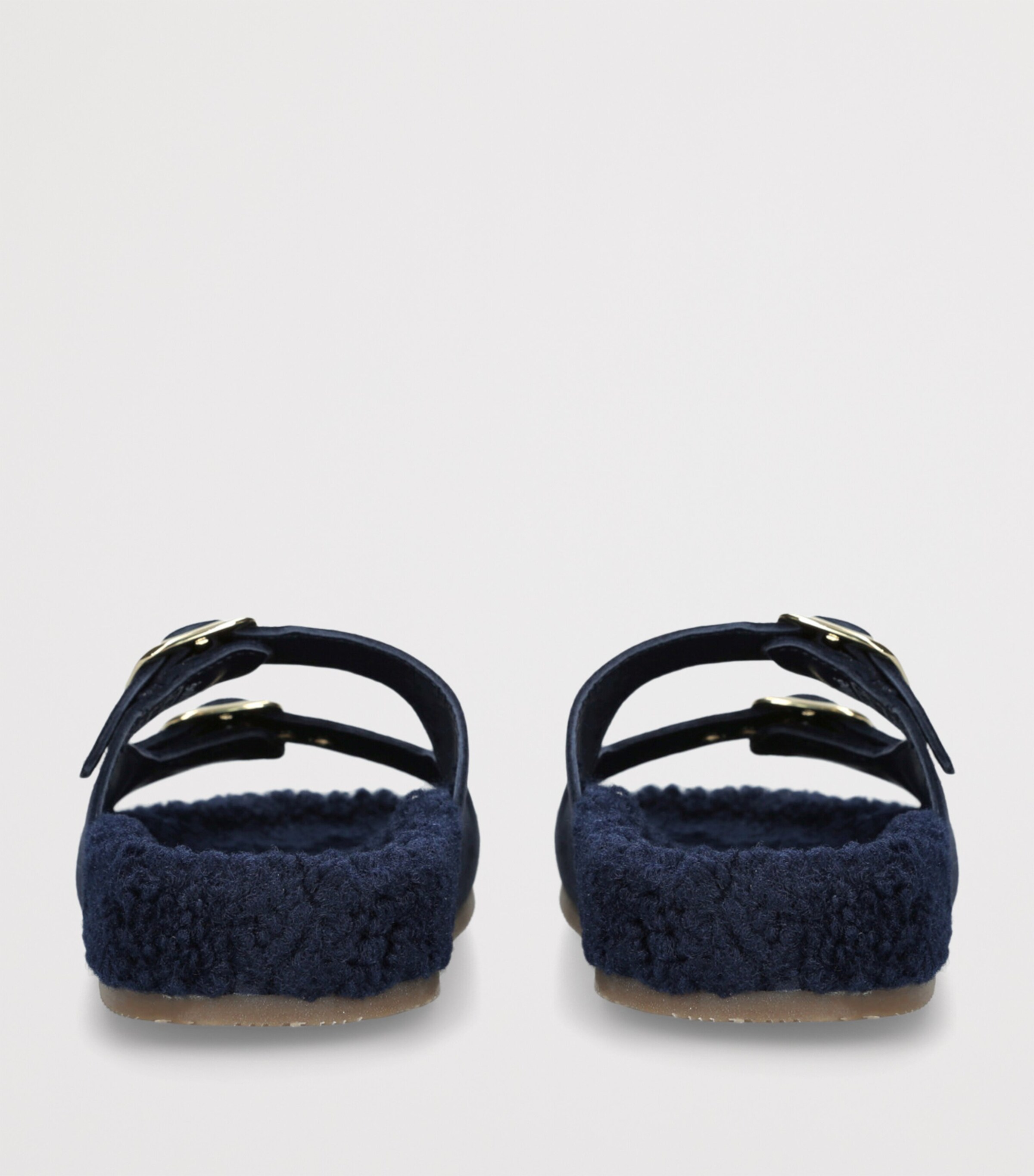 Chloé Kids Suede-Shearling Buckled Sandals Navy Image 2