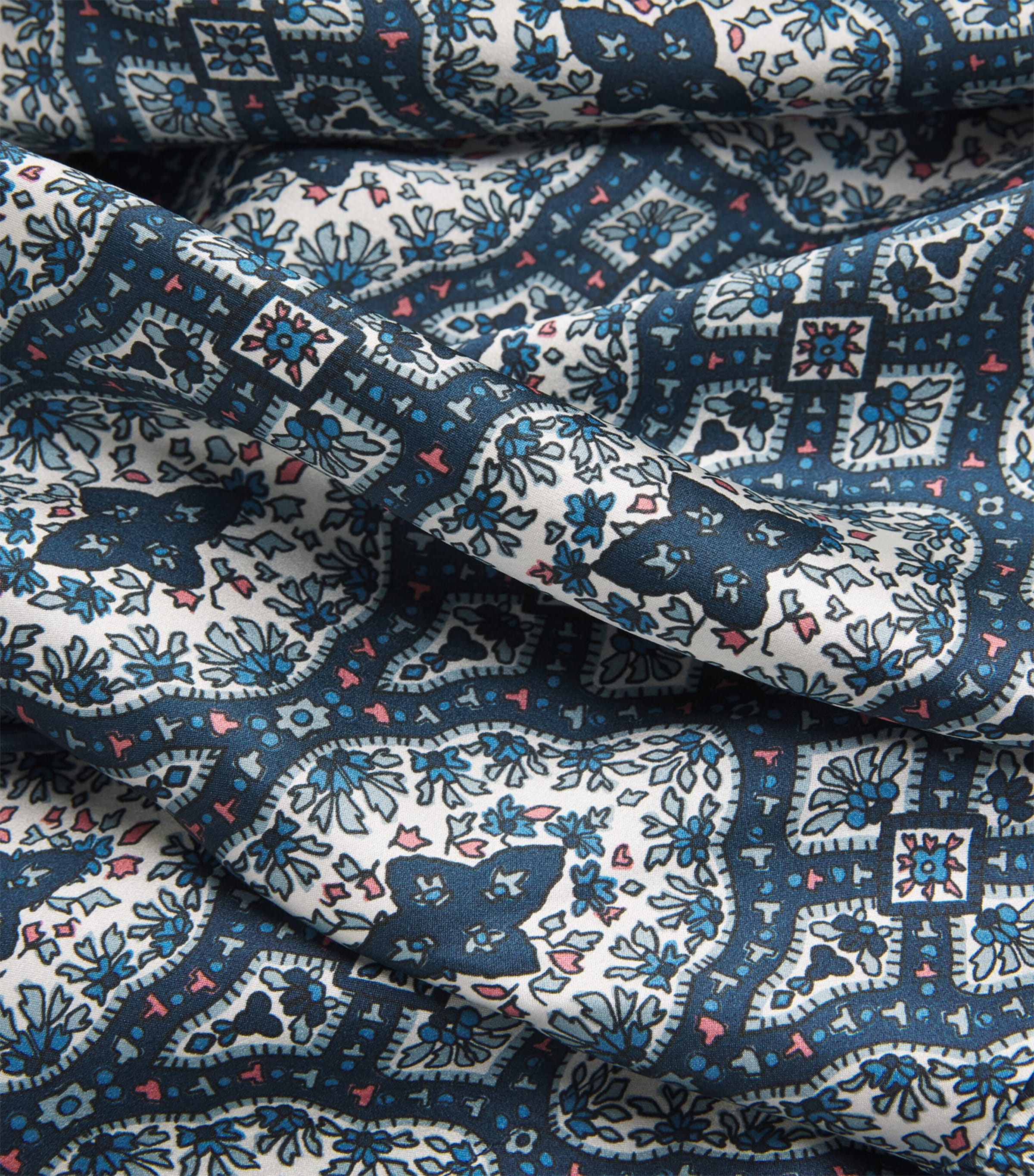 Silk Tile Print Night Robe NAVY Image 5