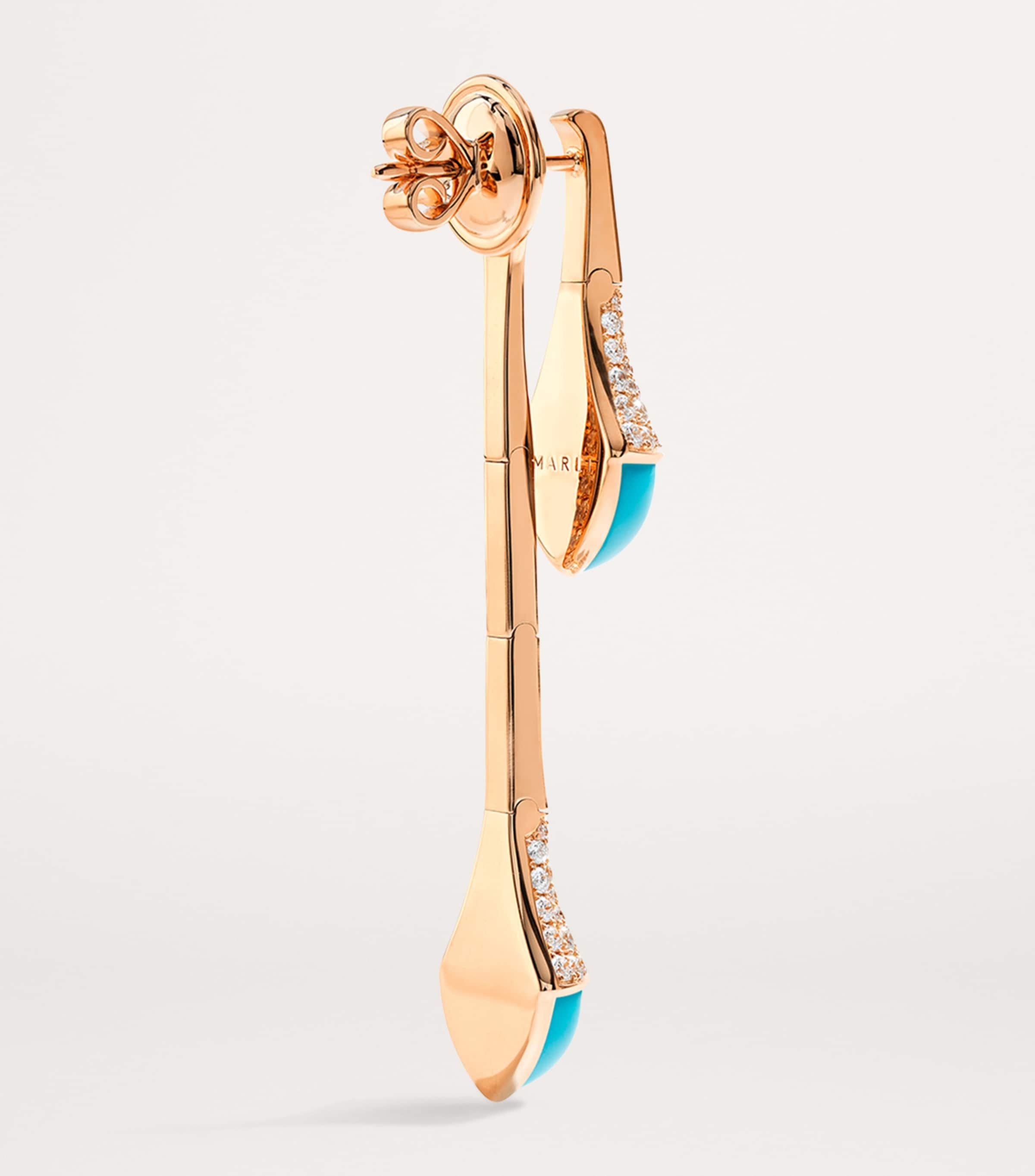 Rose Gold, Diamond and Turquoise Cleo Drop Earrings ROSE GOLD Image 3