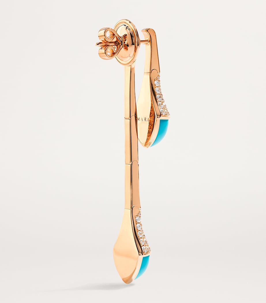Rose Gold, Diamond and Turquoise Cleo Drop Earrings ROSE GOLD Image 3
