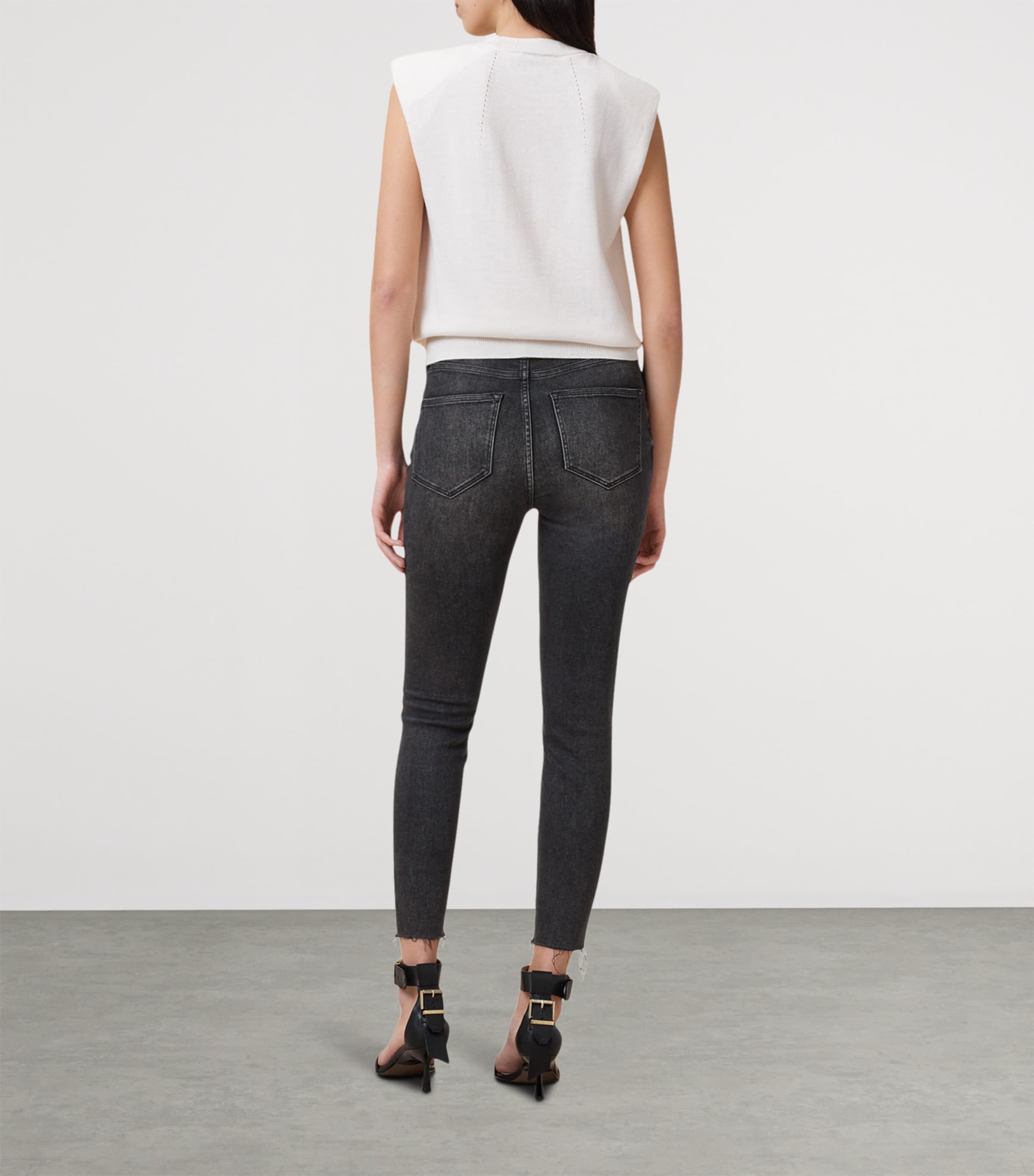 AllSaints Womens Miller Push-Up Skinny Jeans Washed Black Image 4