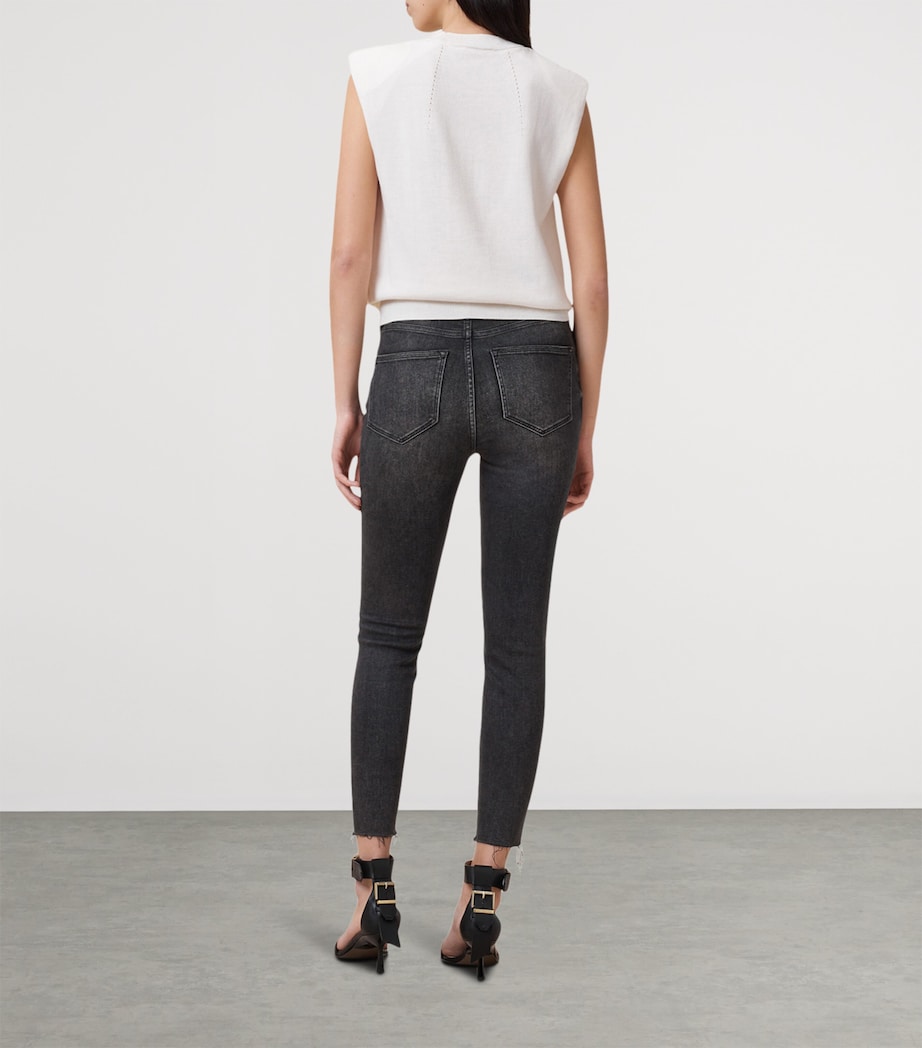 AllSaints Womens Miller Push-Up Skinny Jeans Washed Black Image 4