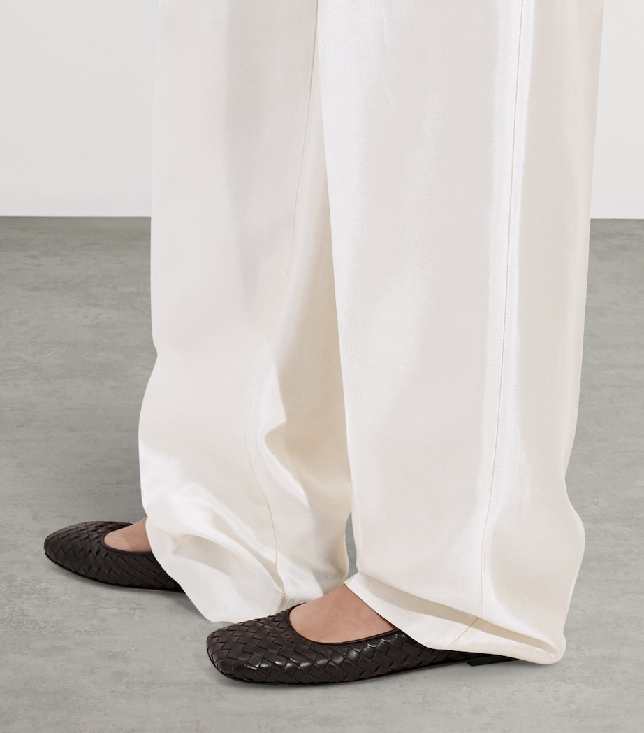 Bottega Veneta Womens Leather Intrecciato Ballet Flats Image 2