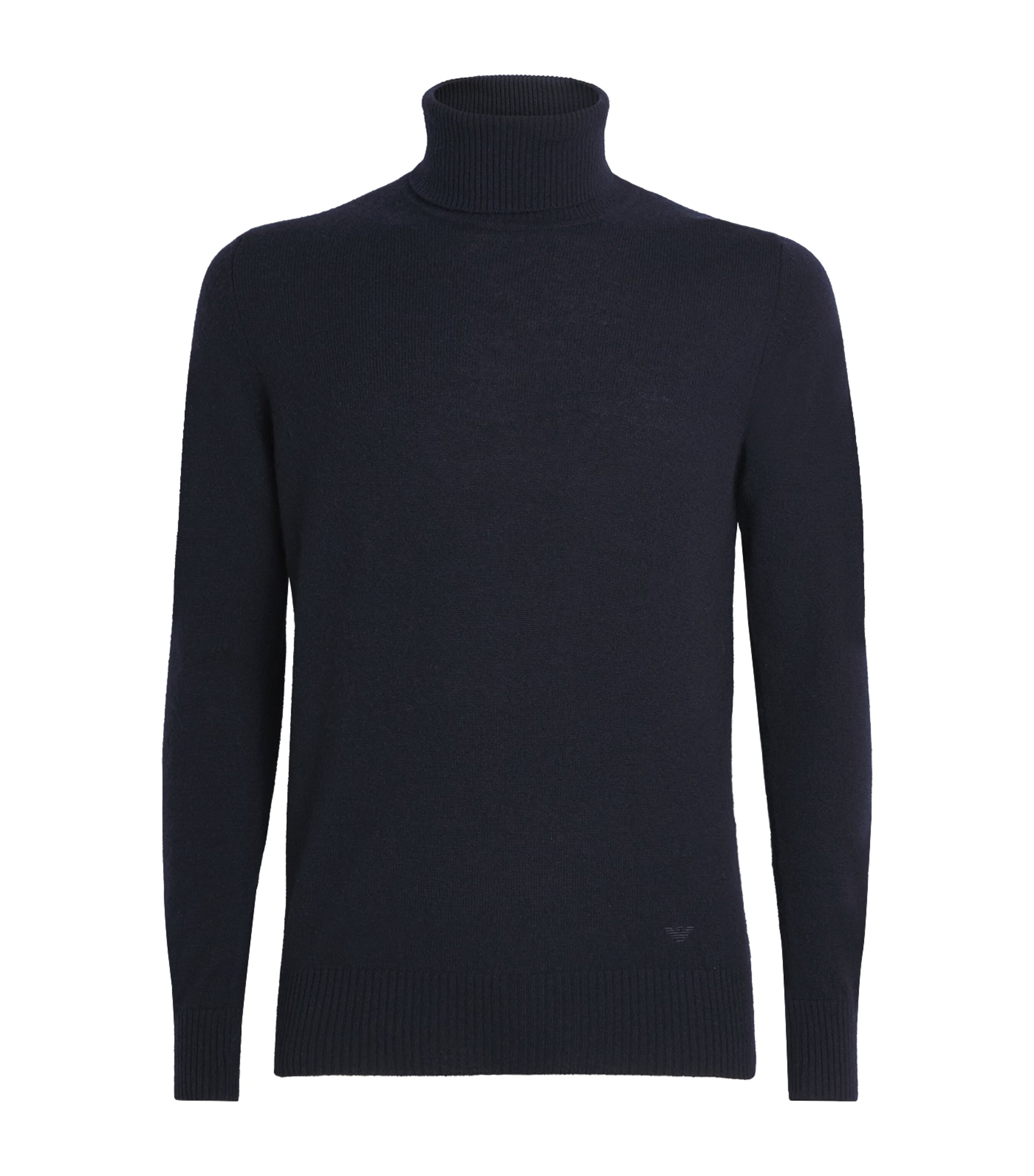 Emporio Armani Cashmere Rollneck Sweater In Blue