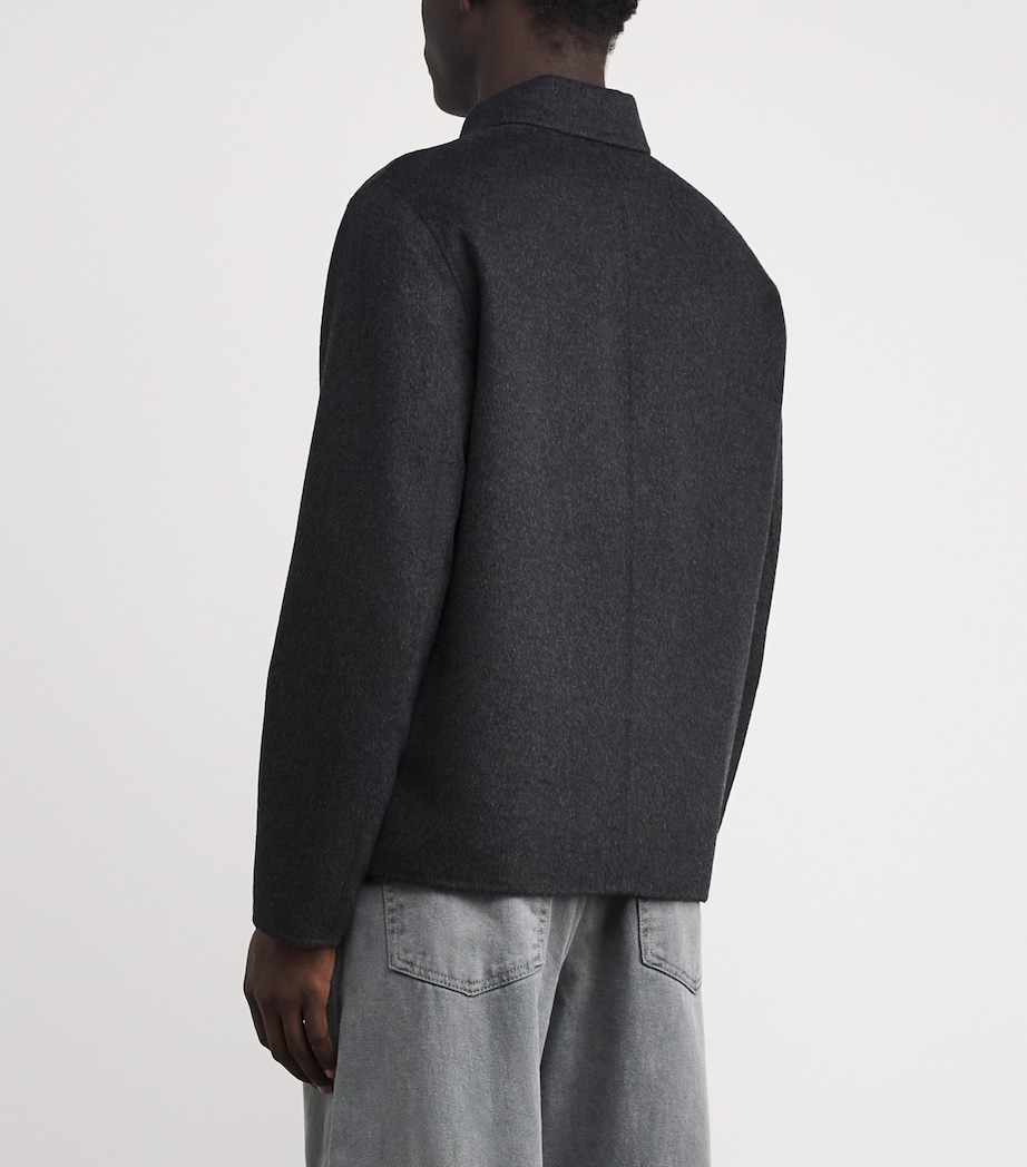 Wool-Blend Collared Jacket 008HBK H BLACK Image 4