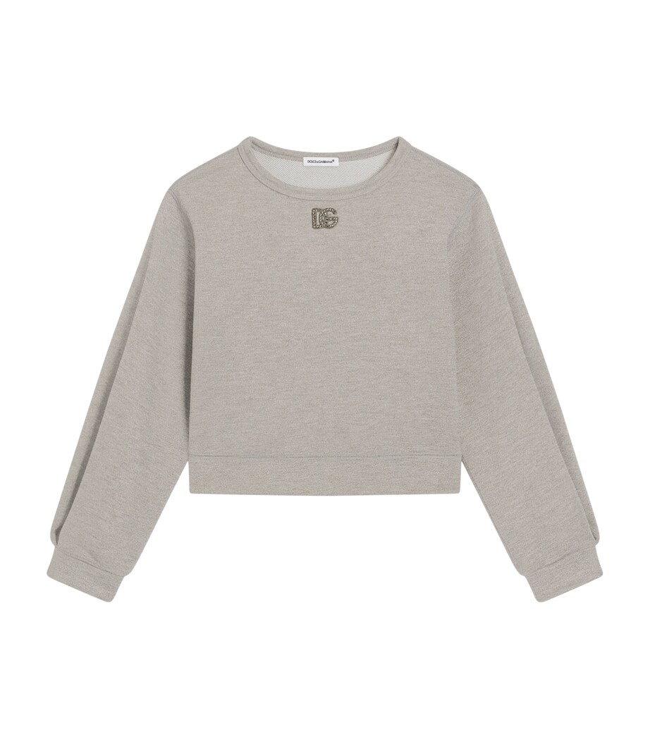 Dolce&Gabbana Kids Cotton Logo Sweatshirt (8-12+ Years) Silver Image 1