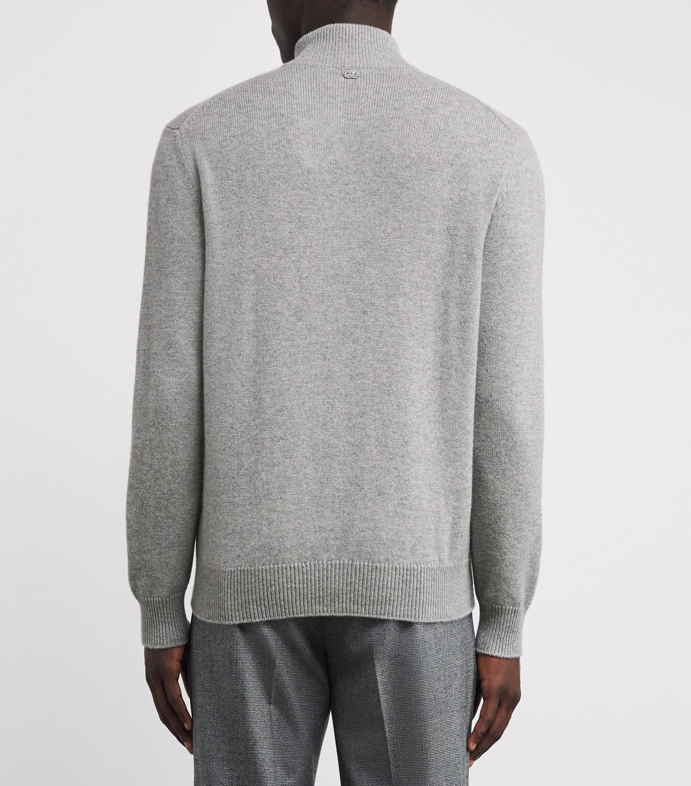Agnona Mens Cashmere Quarter-Zip Sweater Grey Granite Image 4