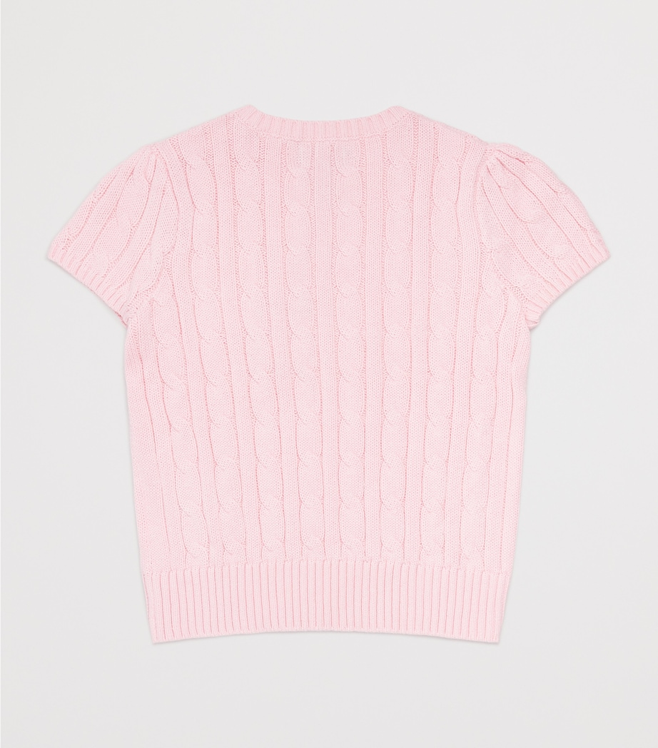 Cotton Cable-Knit Top (7-14 Years) PINK Image 2