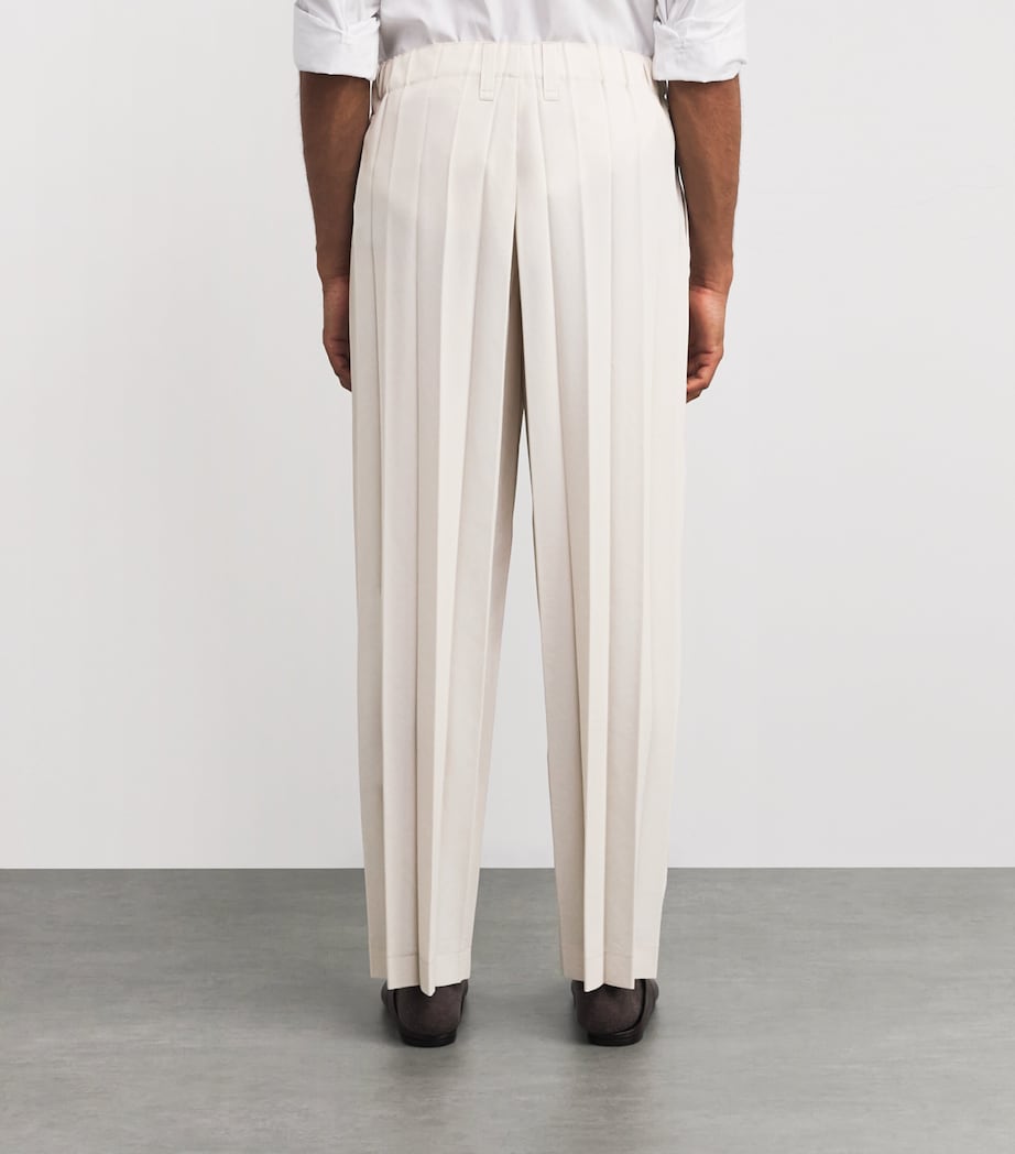 Pleated Edge Ensemble Trousers 40-BEIGE Image 4