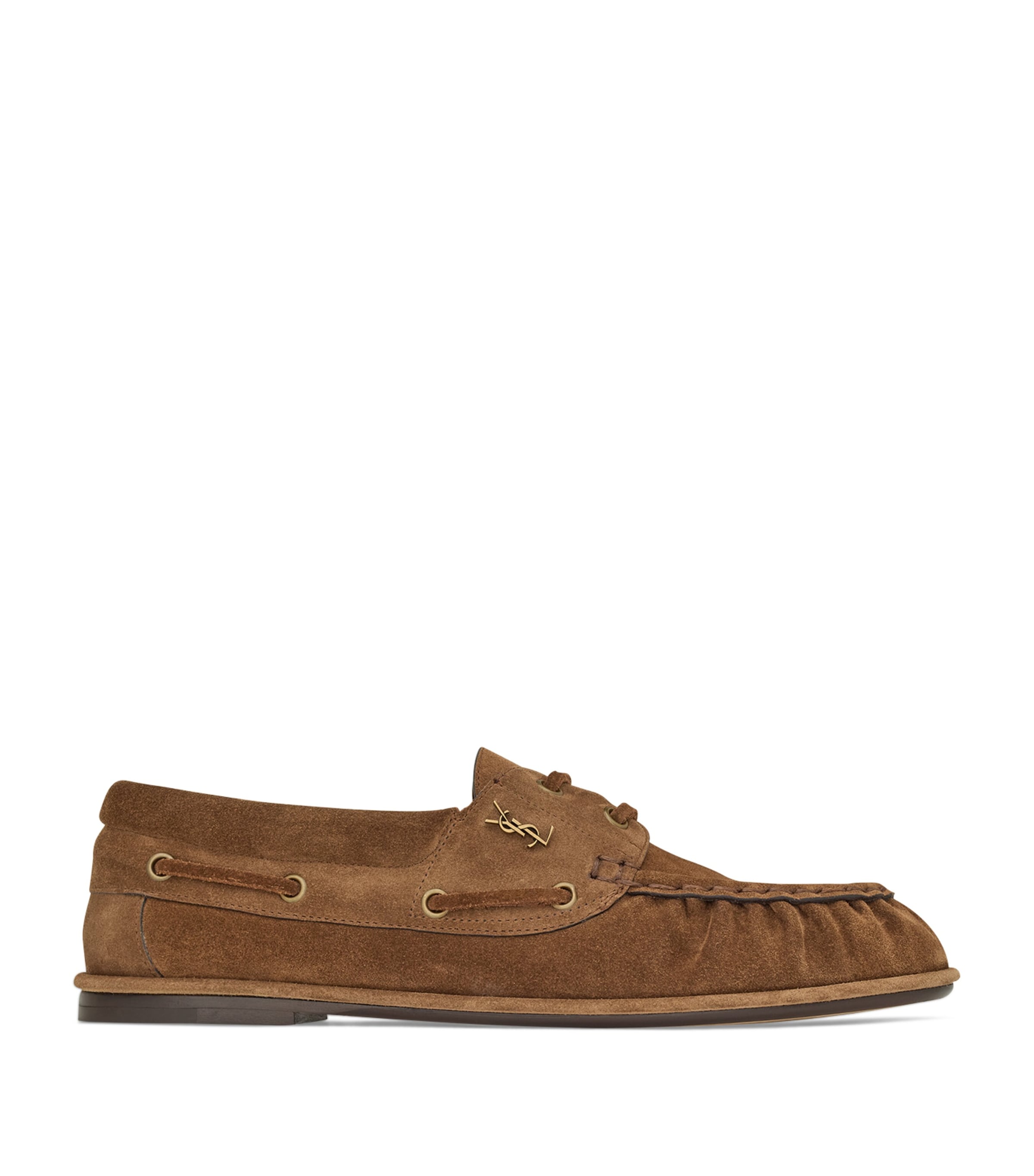 Saint Laurent Suede Le Loafer Boat Shoes In Brown