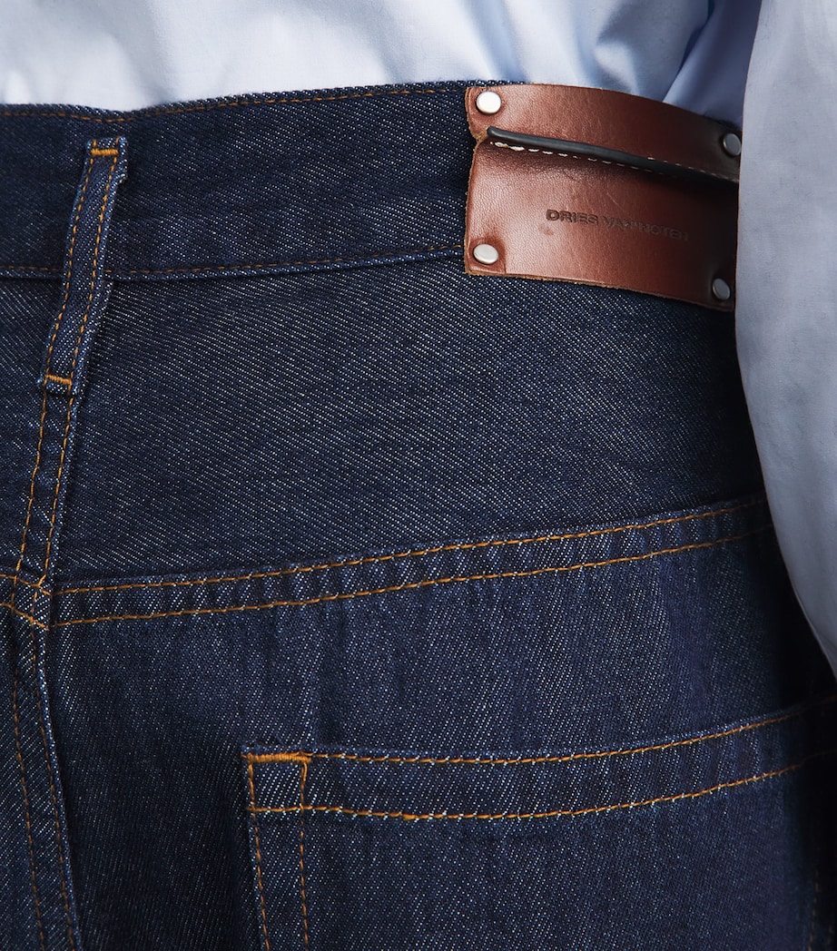 DRIES VAN NOTEN Mens Pleated Penning Wide-Leg Jeans Image 3