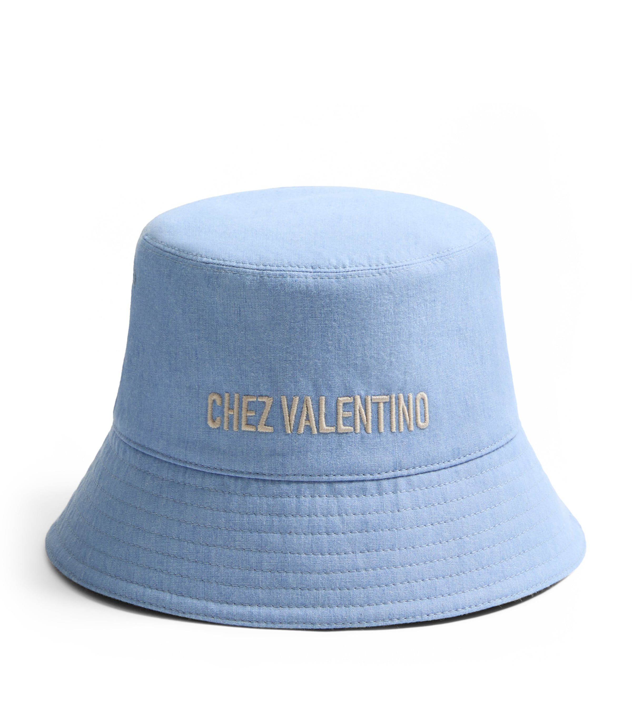 ハット Valentino Garavani Midnight Blue Cotton Bucket Hat Valentino Garavani Reversible Blue Optical Bucket Hat