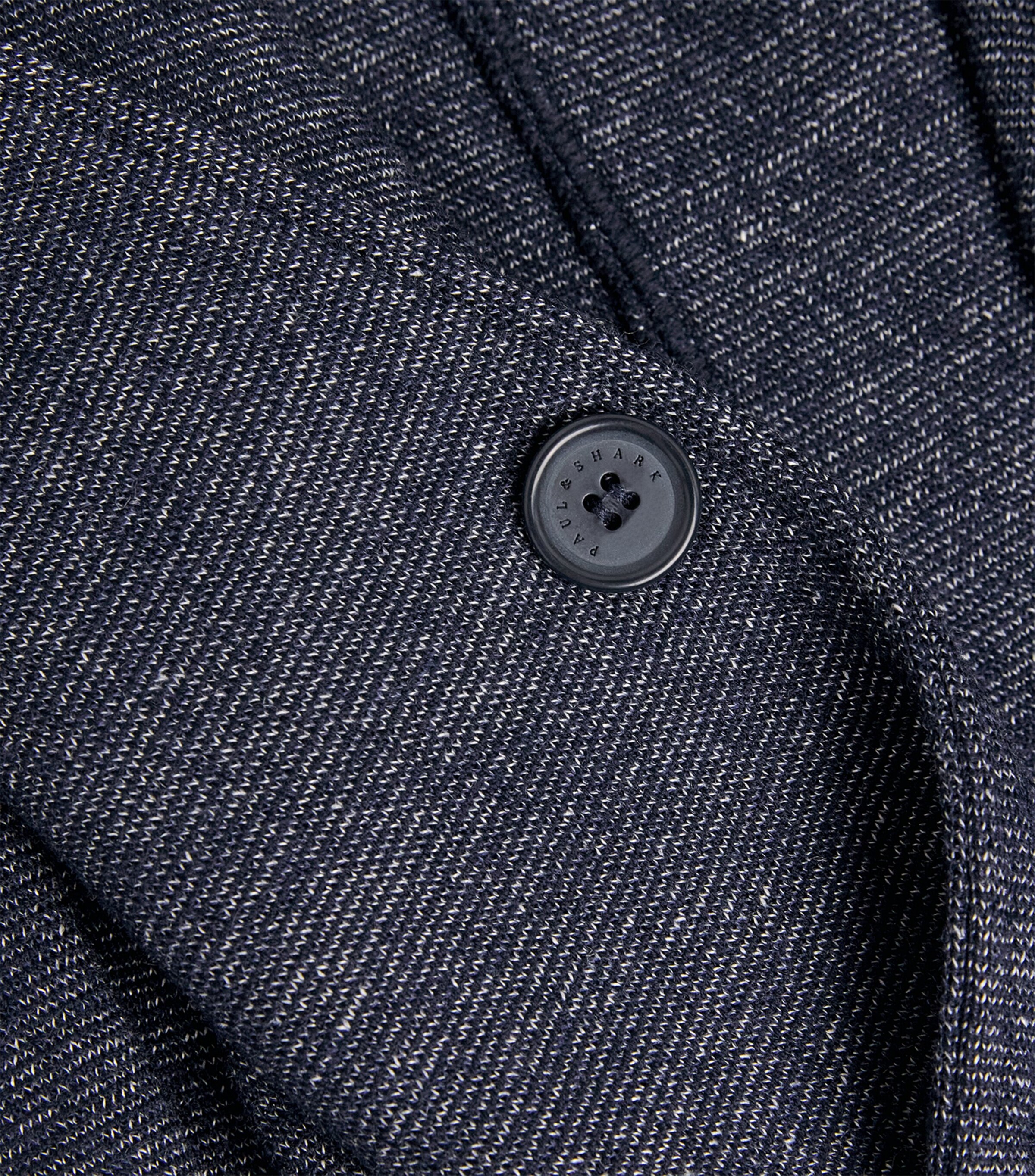 Paul & Shark Mens Virgin Wool-Linen Knitted Overshirt Blu Blu/bianco Image 6