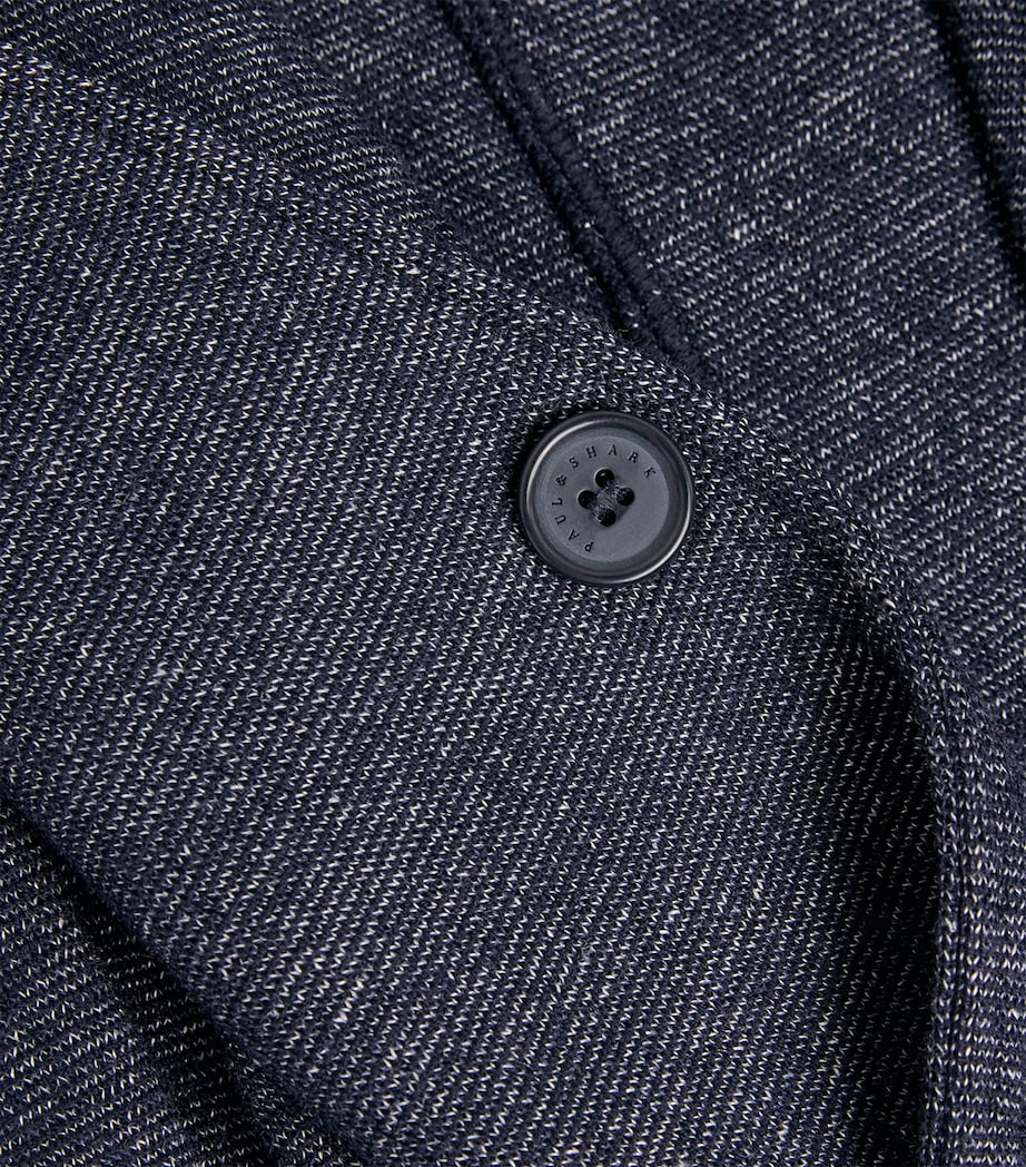 Paul & Shark Mens Virgin Wool-Linen Knitted Overshirt Blu Blu/bianco Image 6