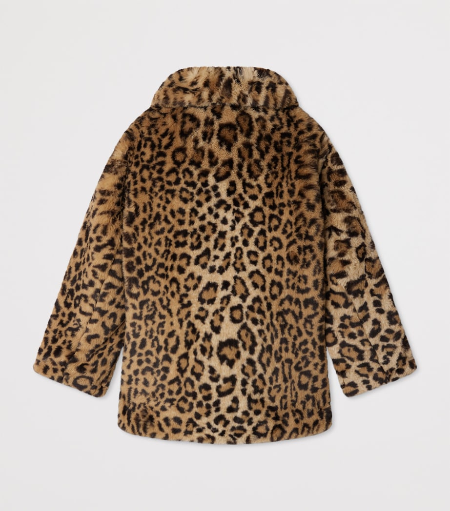 Faux Fur Leopard Print Coat (4-8 Years) CARAMEL Image 2