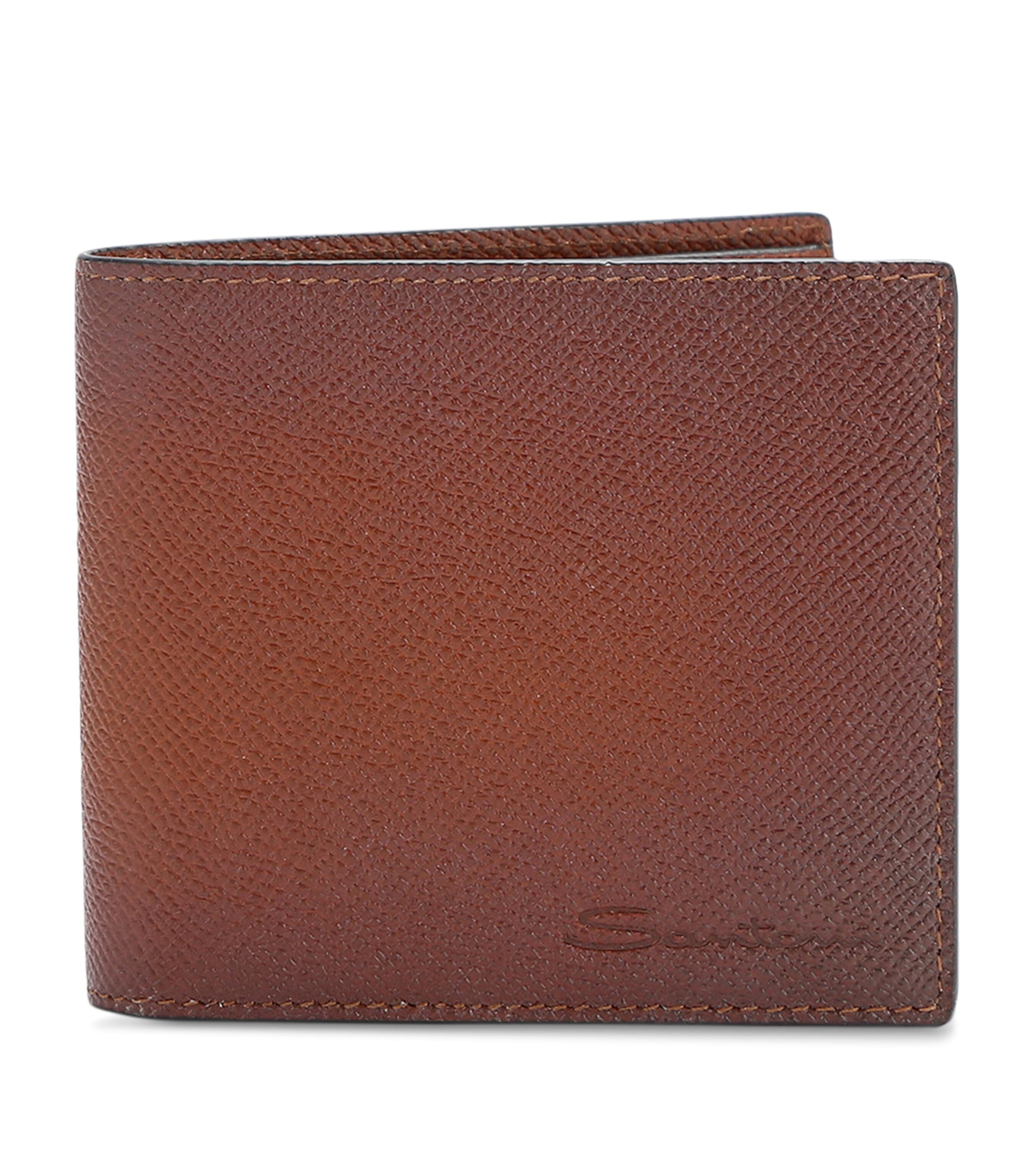 Shop Santoni Leather Wallet In Brown