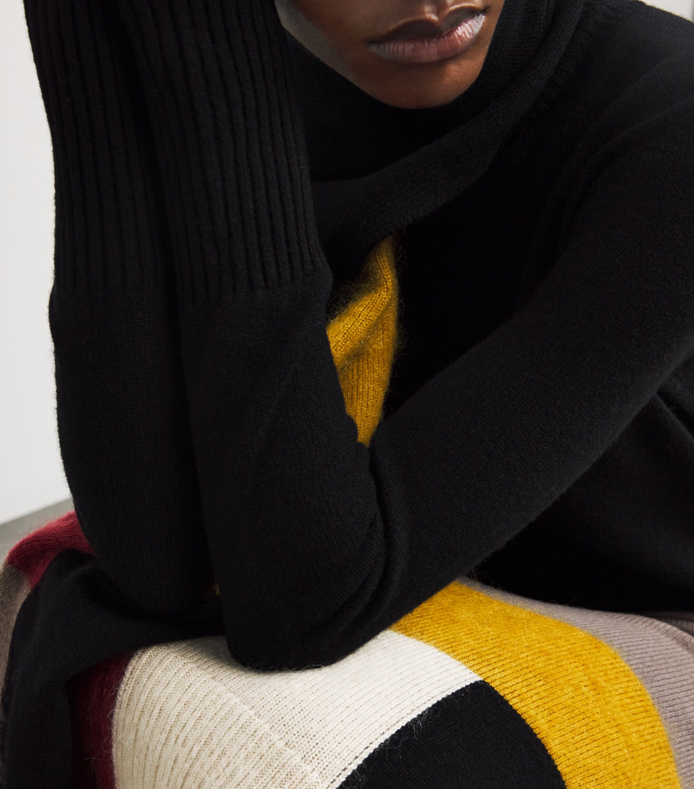 Merino Wool-Blend Overlay Midi Dress SMOKE COMBO Image 6