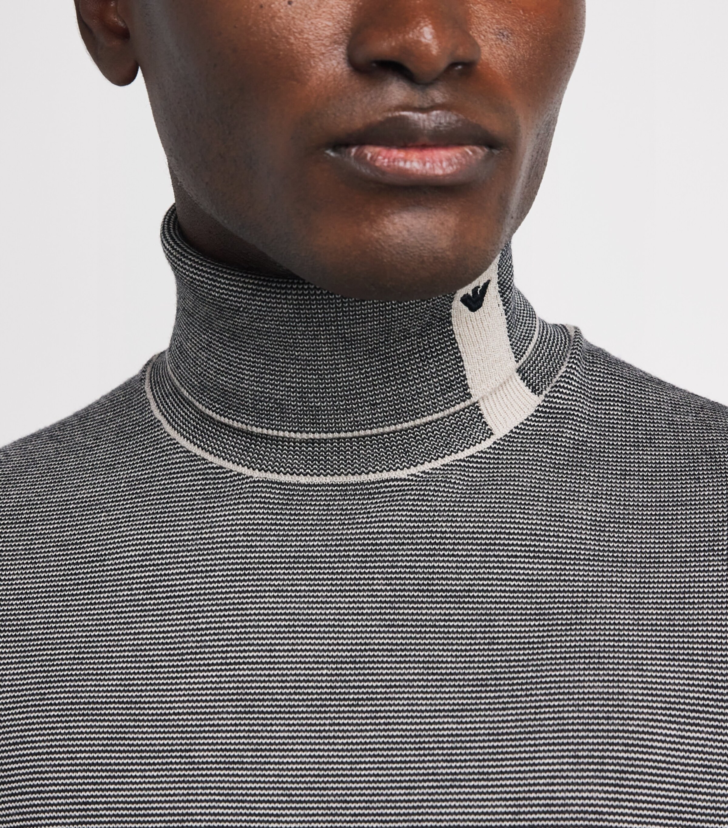 Virgin Wool Stripe Rollneck Sweater FB067 Image 6