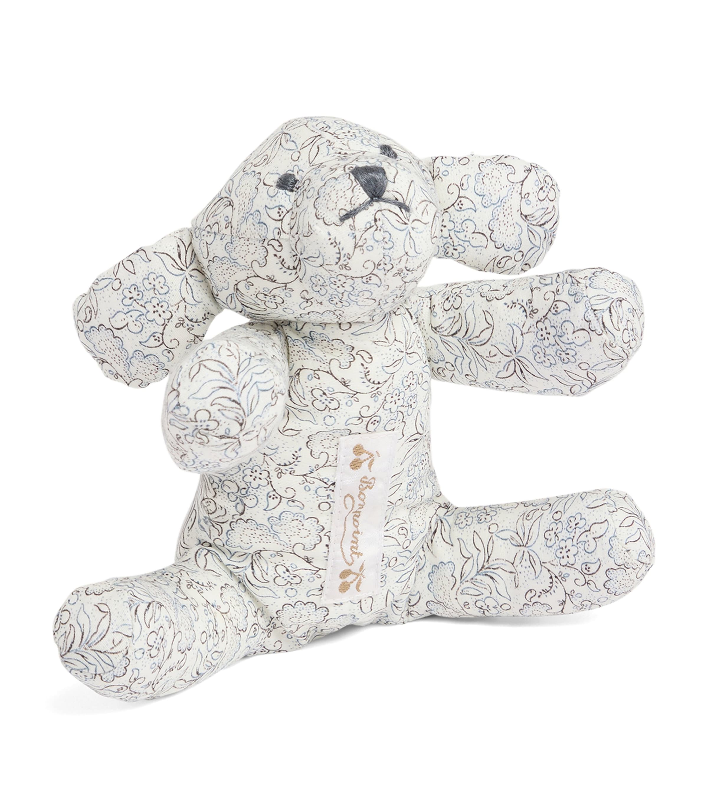 Cotton Floral Dog Soft Toy (15cm) FL BLEU GRIS Image 2