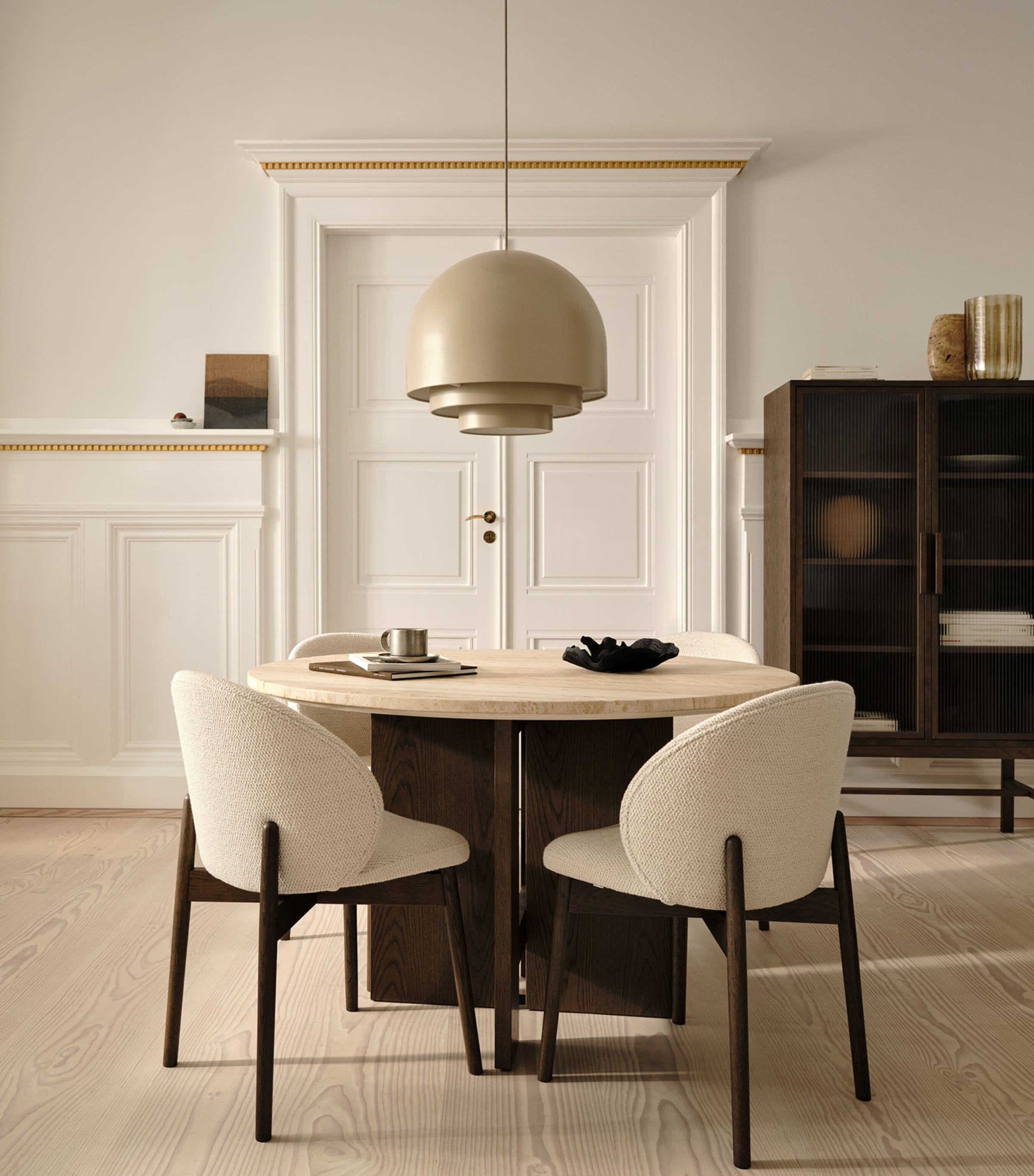 BoConcept Travertine Axo Round Dining Table Travertine/drk Oak Image 2