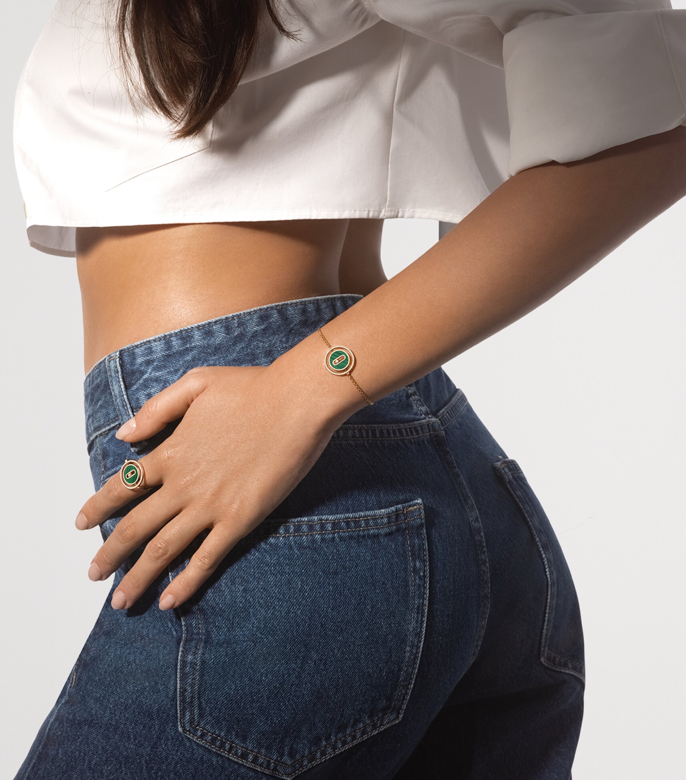 Messika Lucky Move Yellow Gold, Diamond and Malachite Bracelet (0.18ct) Yellow Gold Image 2