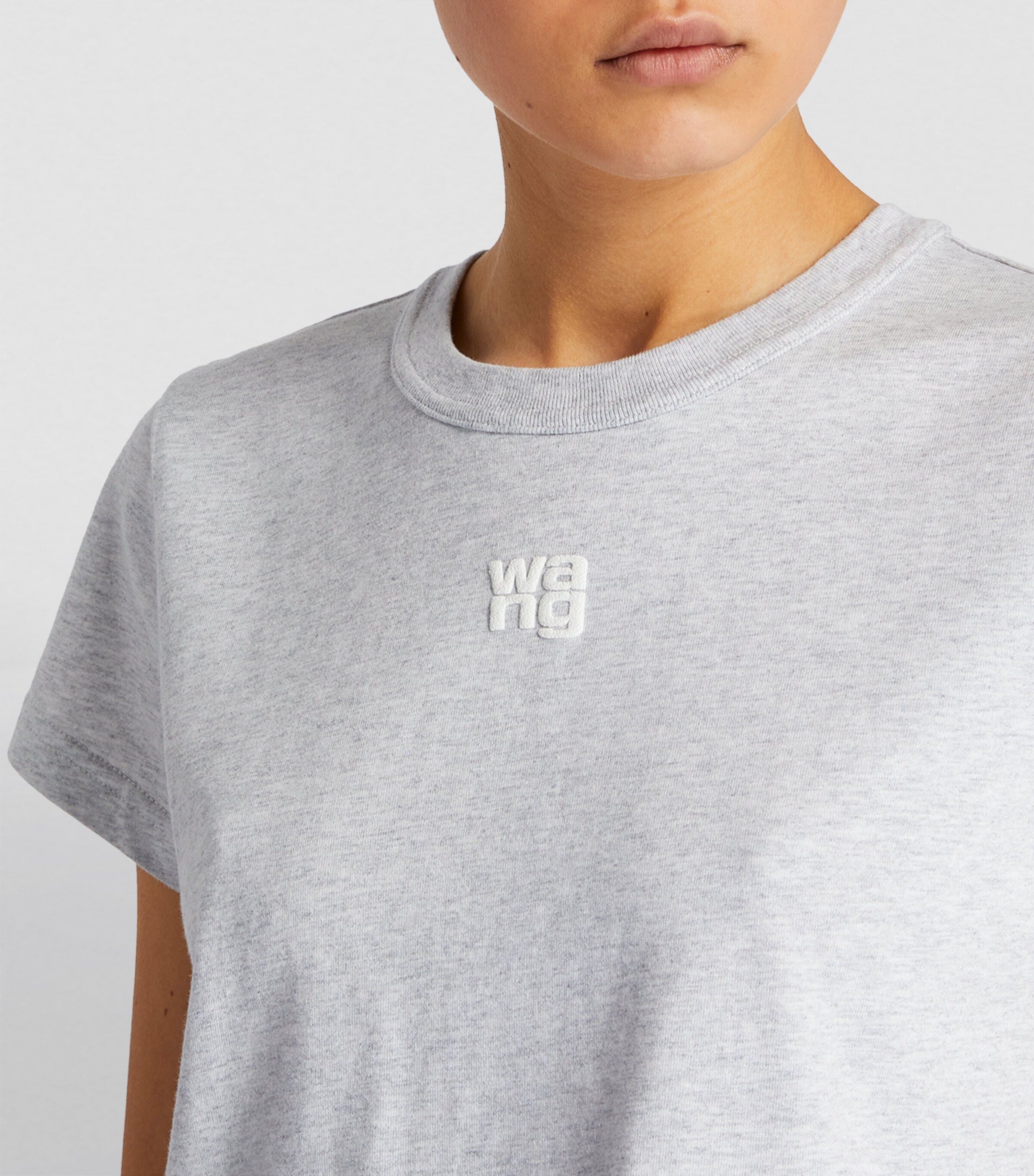 Alexander Wang Grey Puff Logo Cropped T-Shirt | Harrods UK Alexander Wang Grey Puff Logo Cropped T-Shirt | Harrods UK