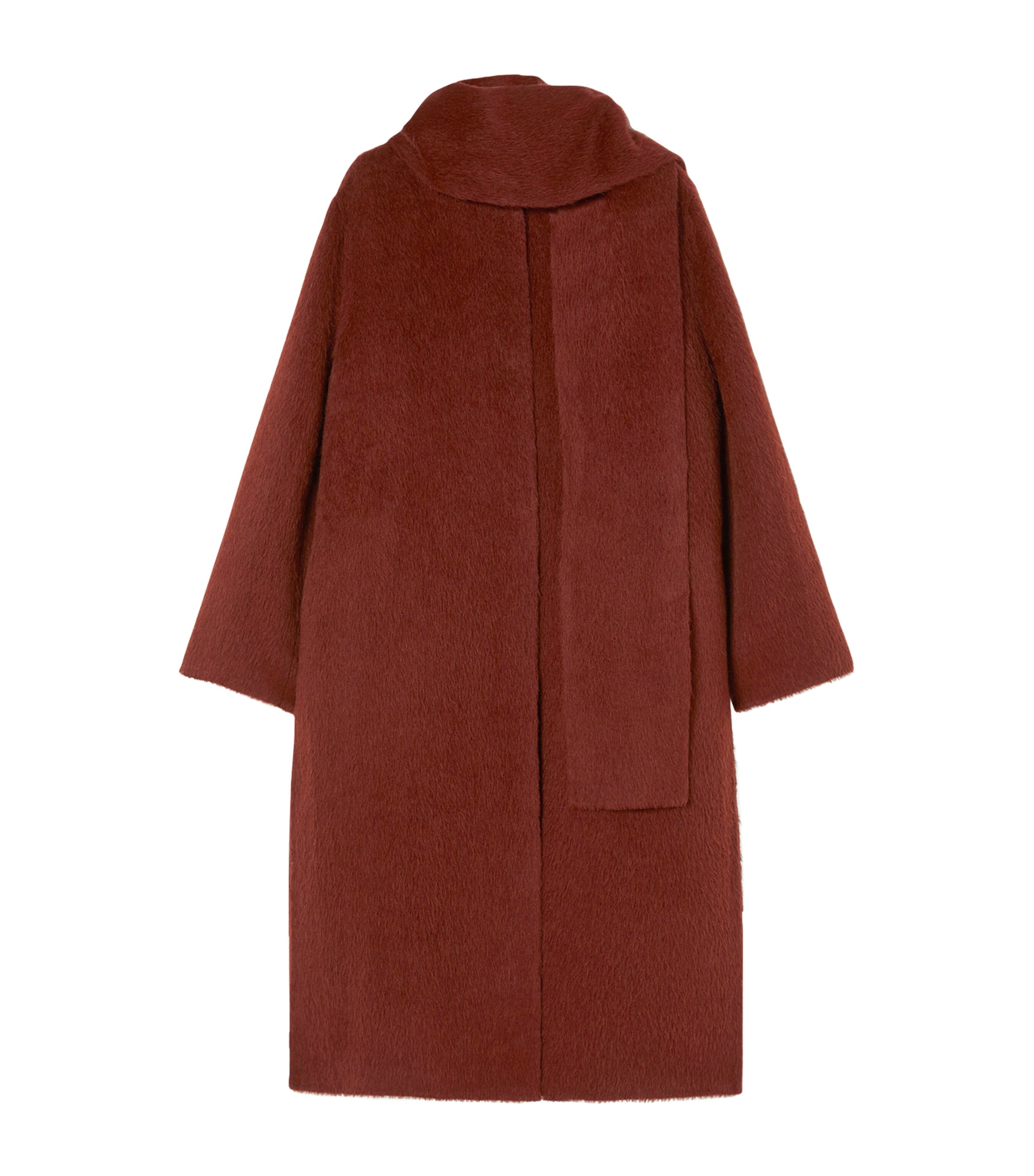 Marina Rinaldi Alpaca-wool Scarf-detail Coat In Brown