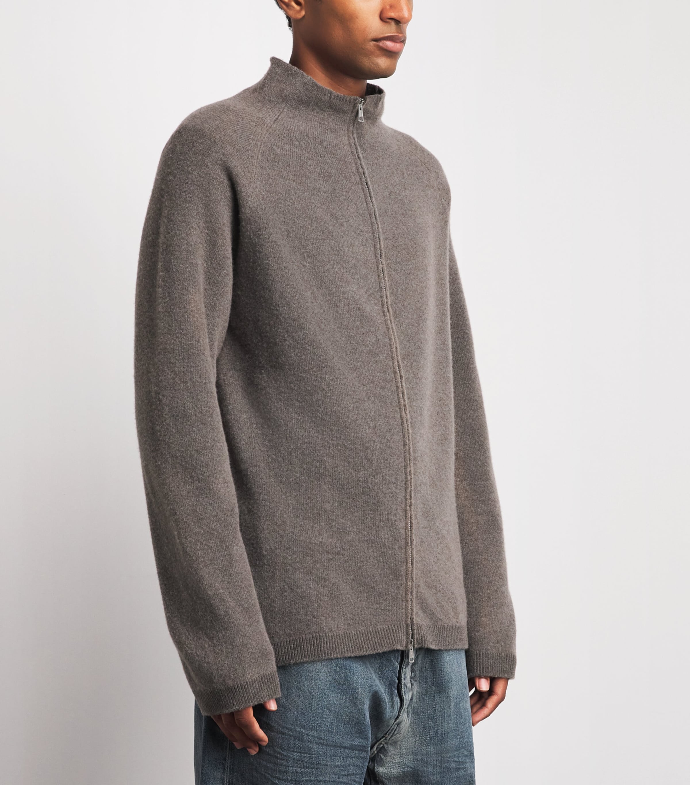 Our Legacy Mens Wool Line Zip-Up Cardigan Mud Spray Dy Chrb Wl Image 4